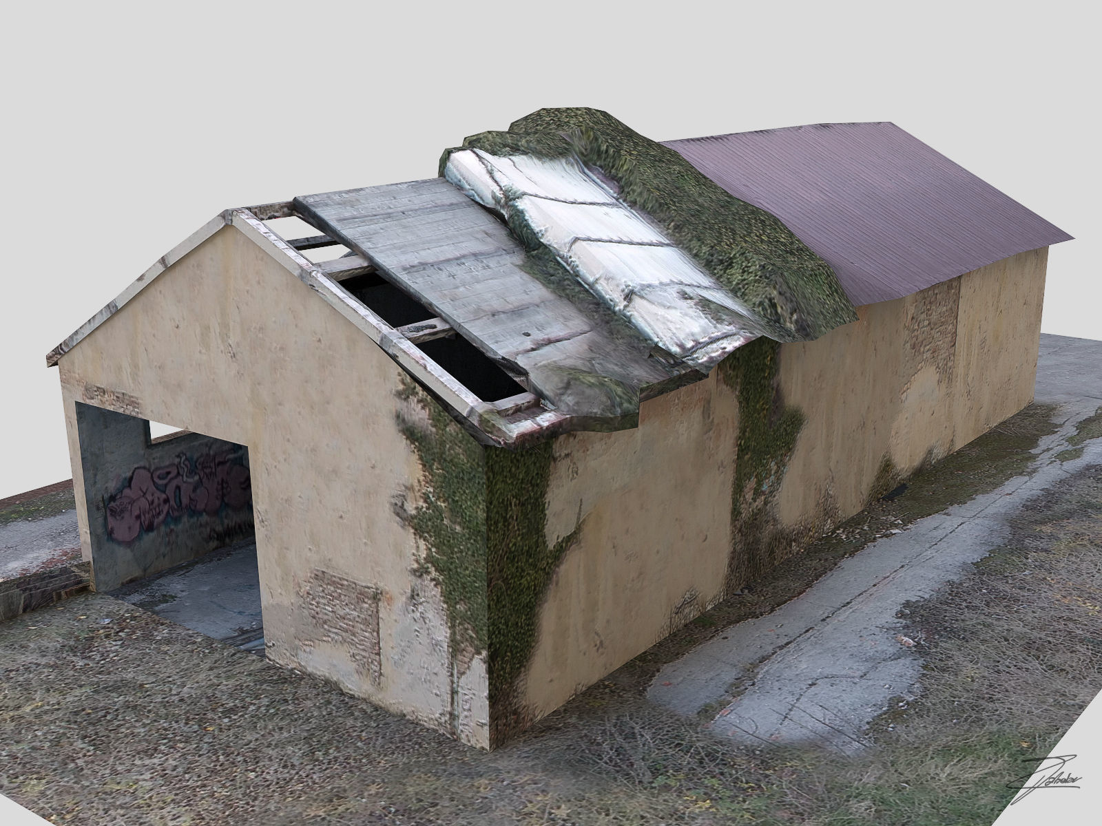 Abandoned building 02 Low-poly 3D model_4