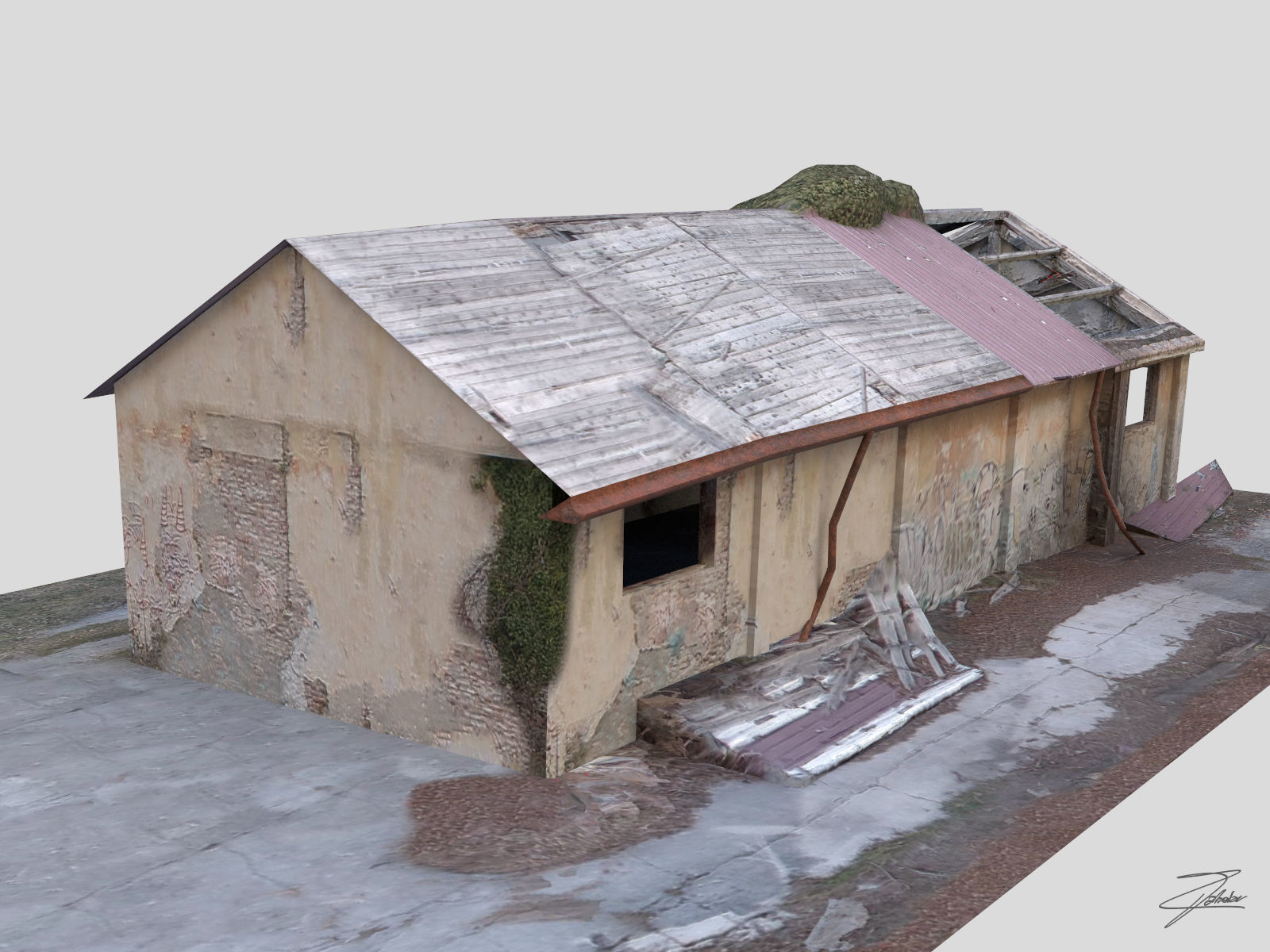 Abandoned building 02 Low-poly 3D model_7