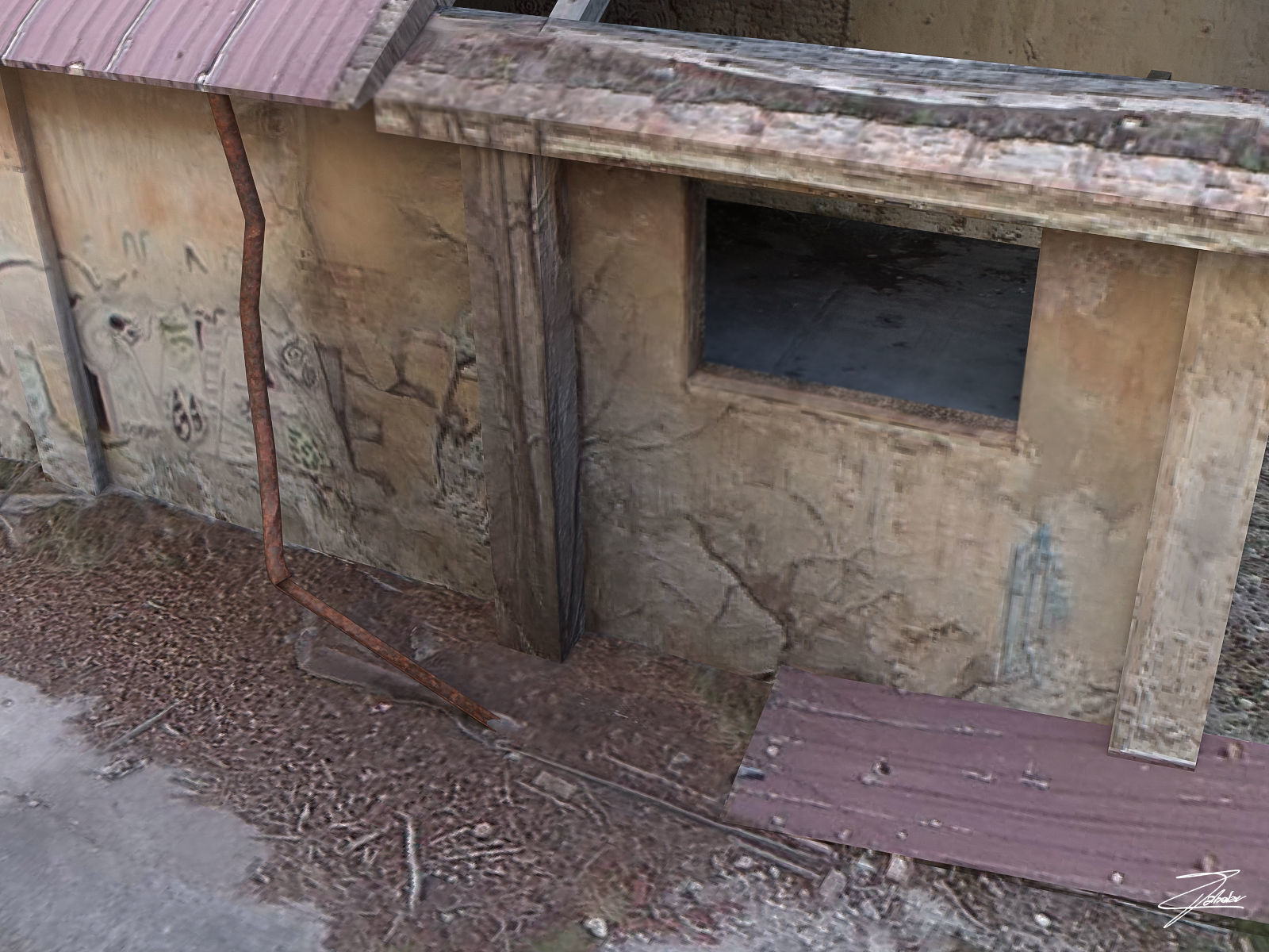 Abandoned building 02 Low-poly 3D model_12