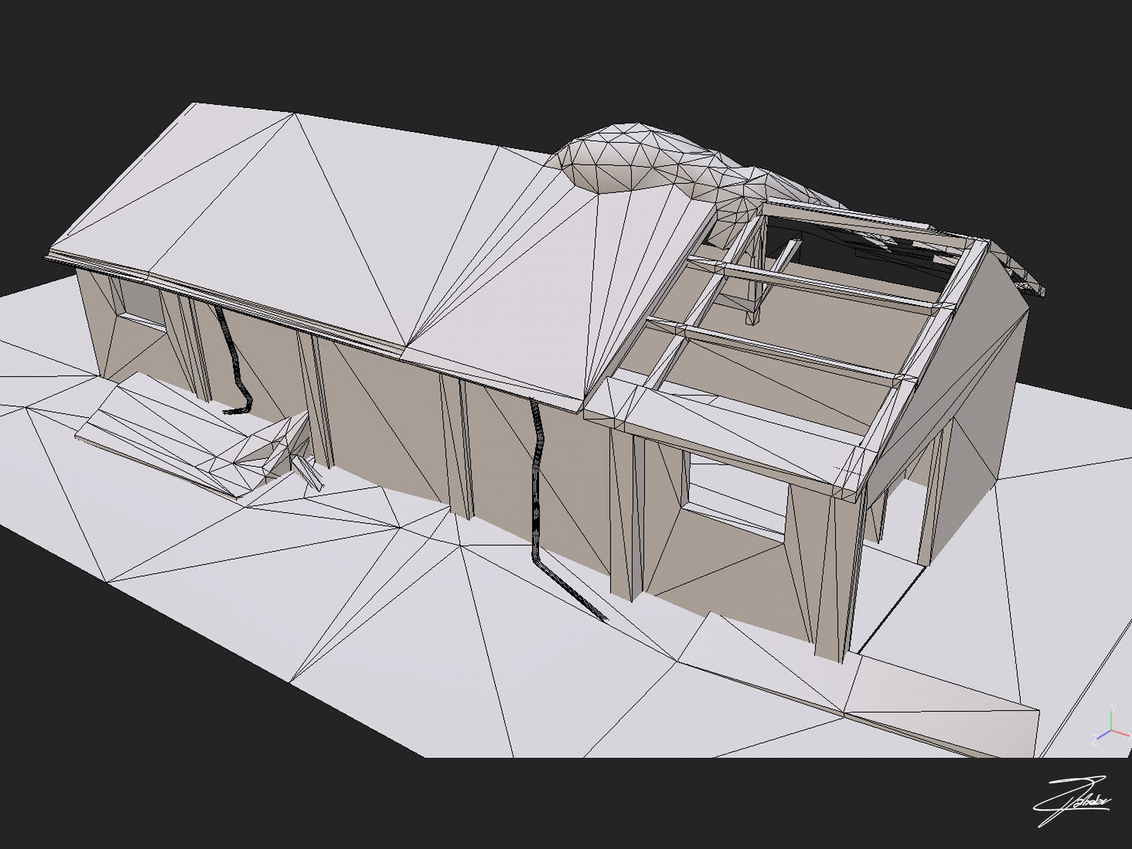 Abandoned building 02 Low-poly 3D model_13