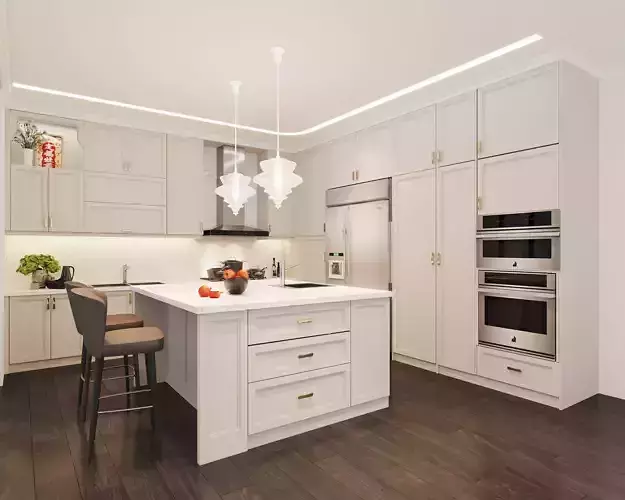 kitchen modern with cabinets and wood floors