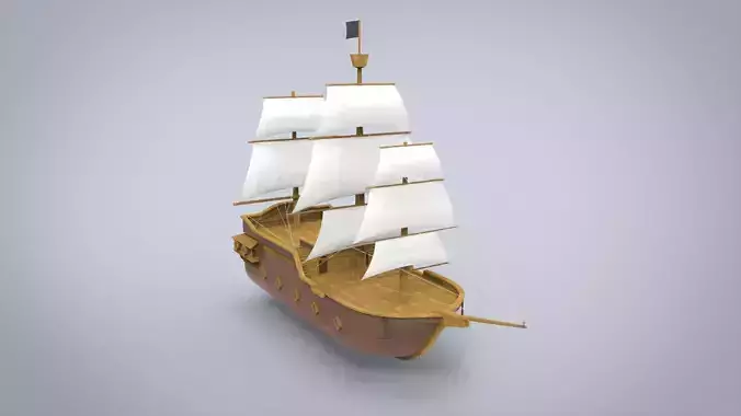 Pirate ship Low-poly 3D model
