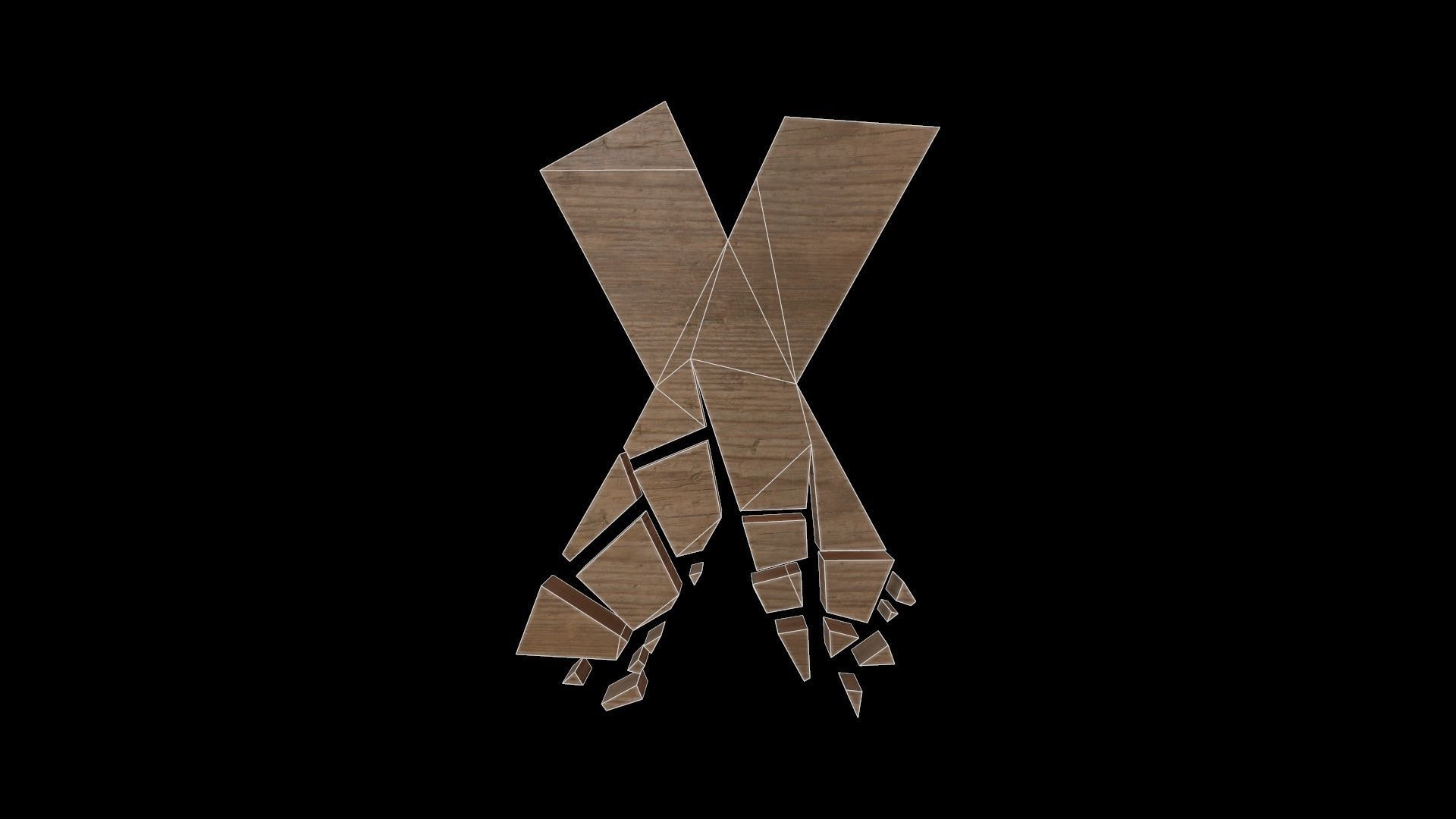 FONT-096 Letter X Low-poly 3D model_2