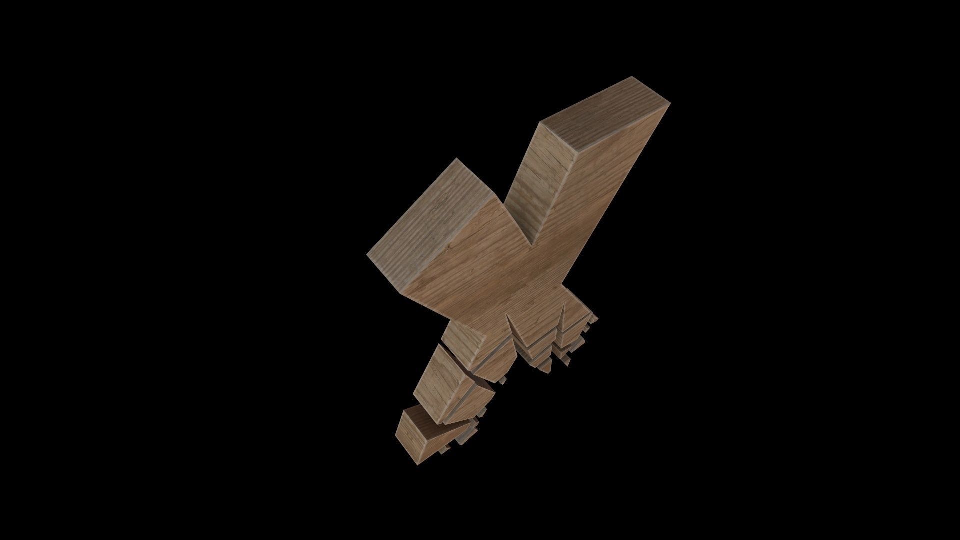 FONT-096 Letter X Low-poly 3D model_5