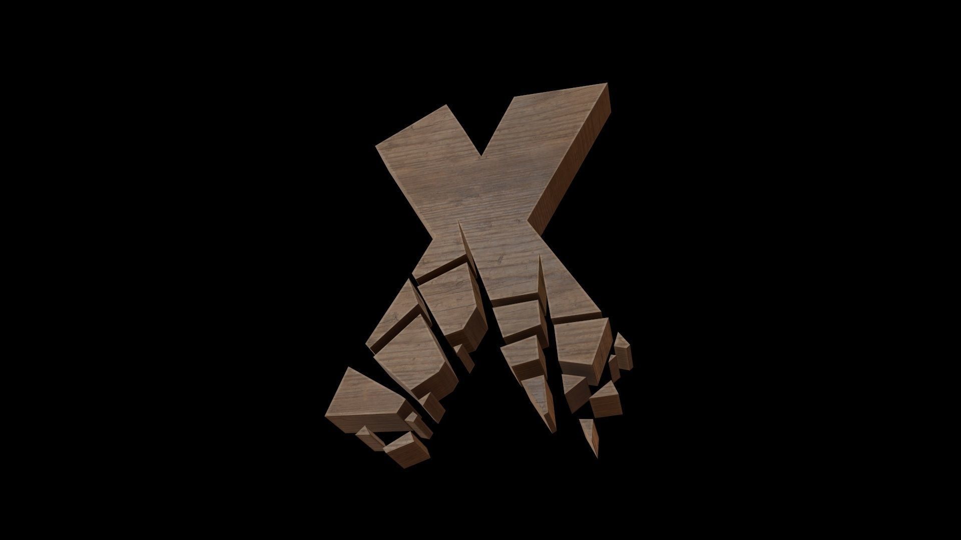 FONT-096 Letter X Low-poly 3D model_3