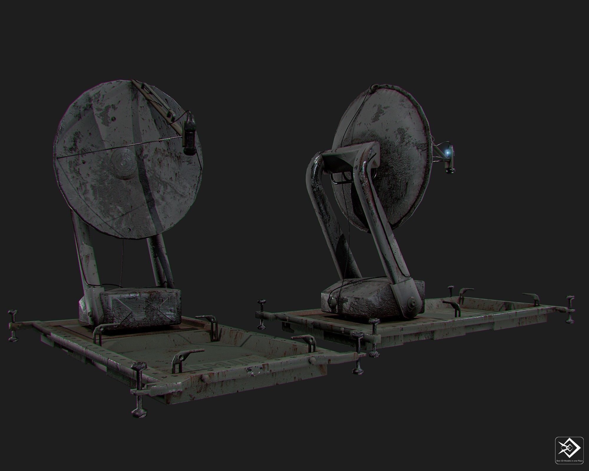 2 Satellite dish Low-poly 3D model_2