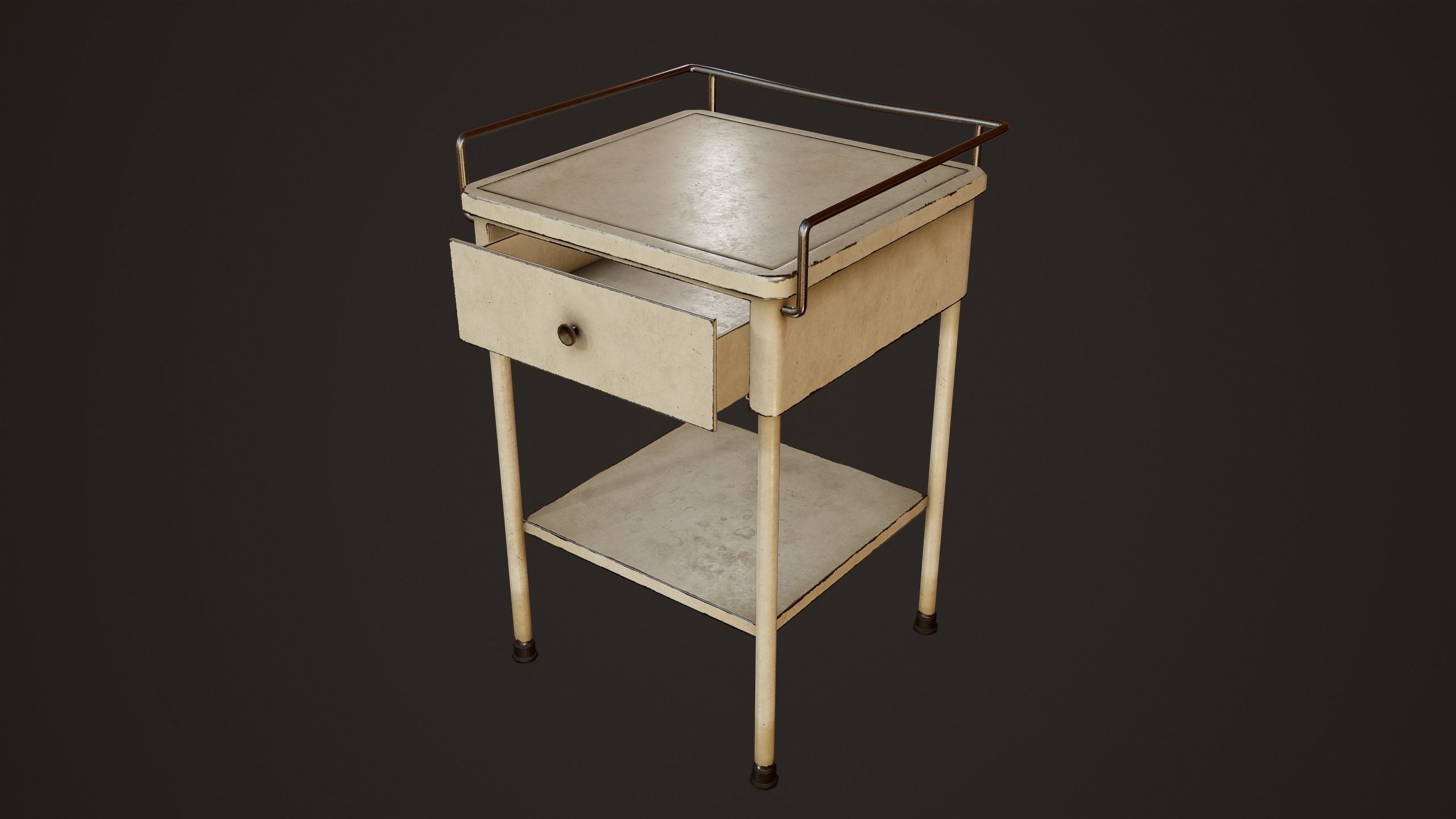 Hospital Bedside Table - PBR Game Ready Low-poly 3D model_3