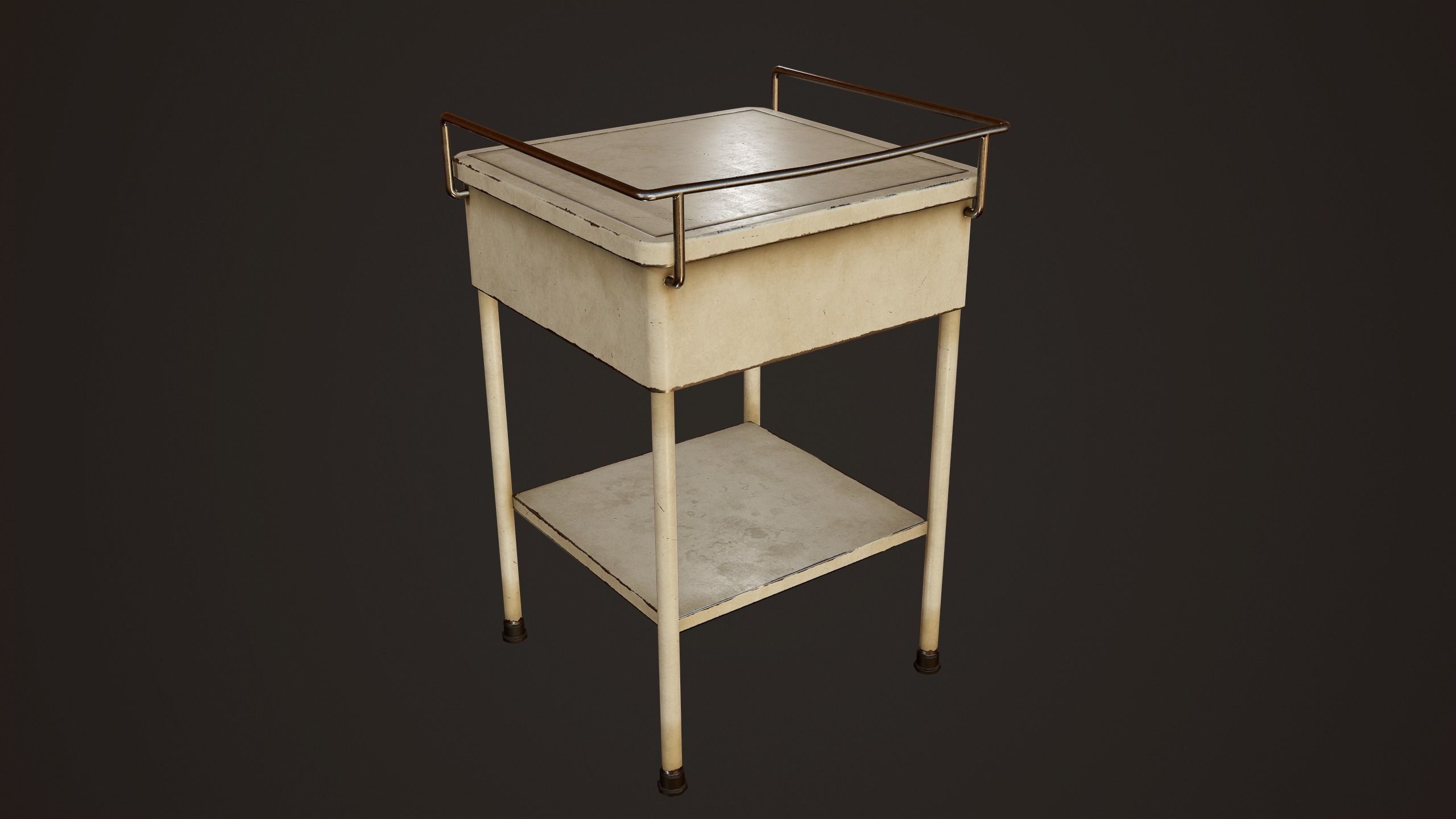 Hospital Bedside Table - PBR Game Ready Low-poly 3D model_4