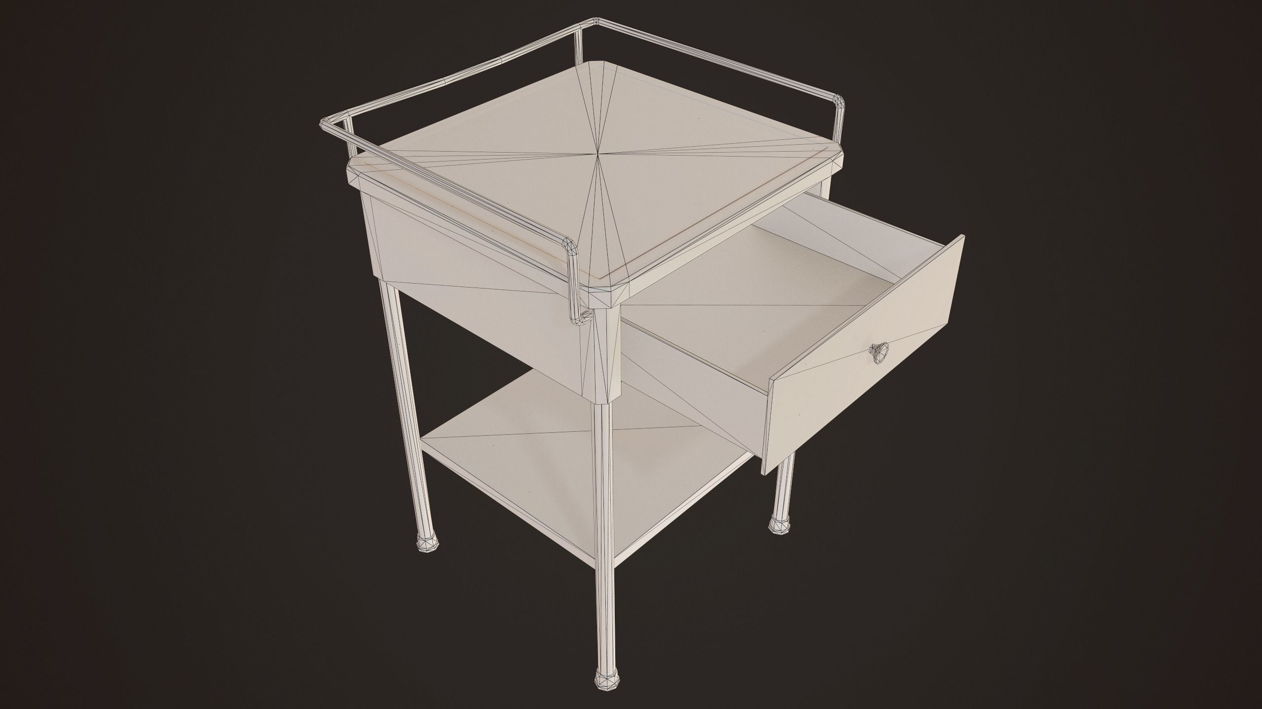 Hospital Bedside Table - PBR Game Ready Low-poly 3D model_8