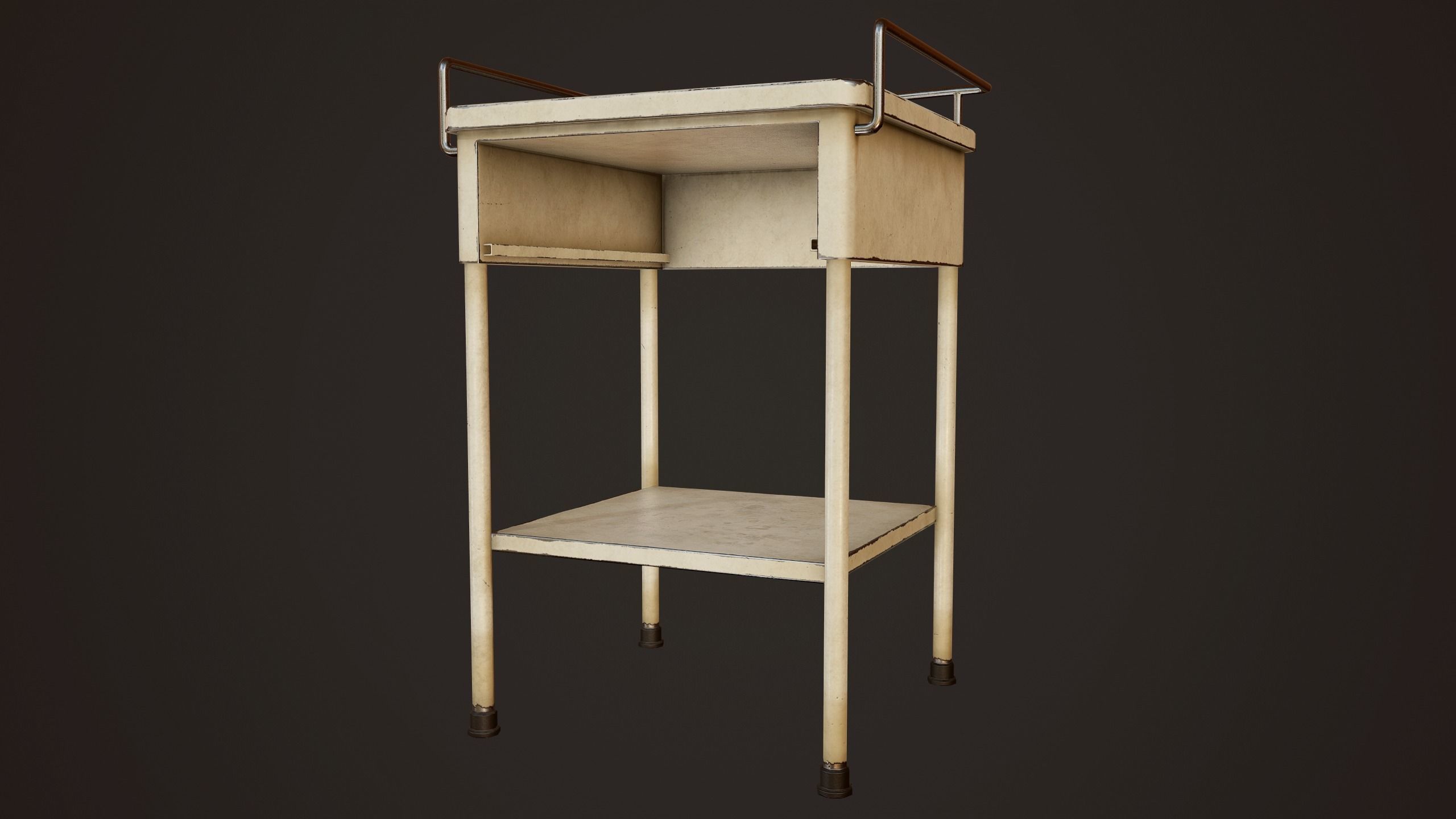Hospital Bedside Table - PBR Game Ready Low-poly 3D model_6
