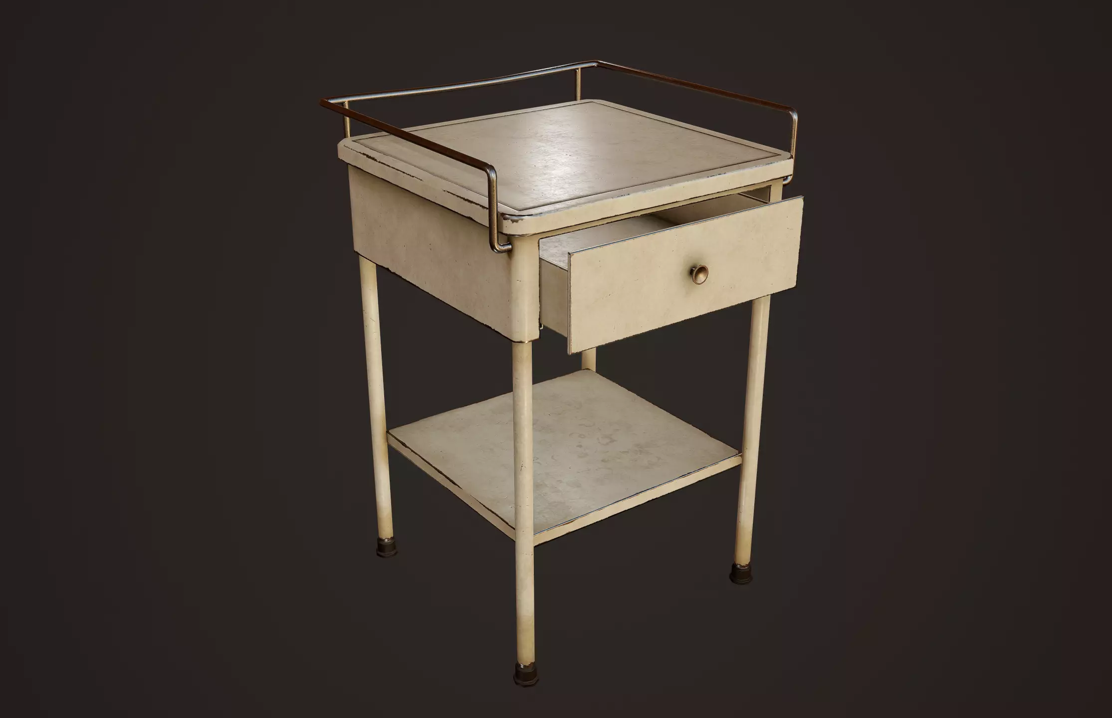 Hospital Bedside Table - PBR Game Ready Low-poly 3D model_0