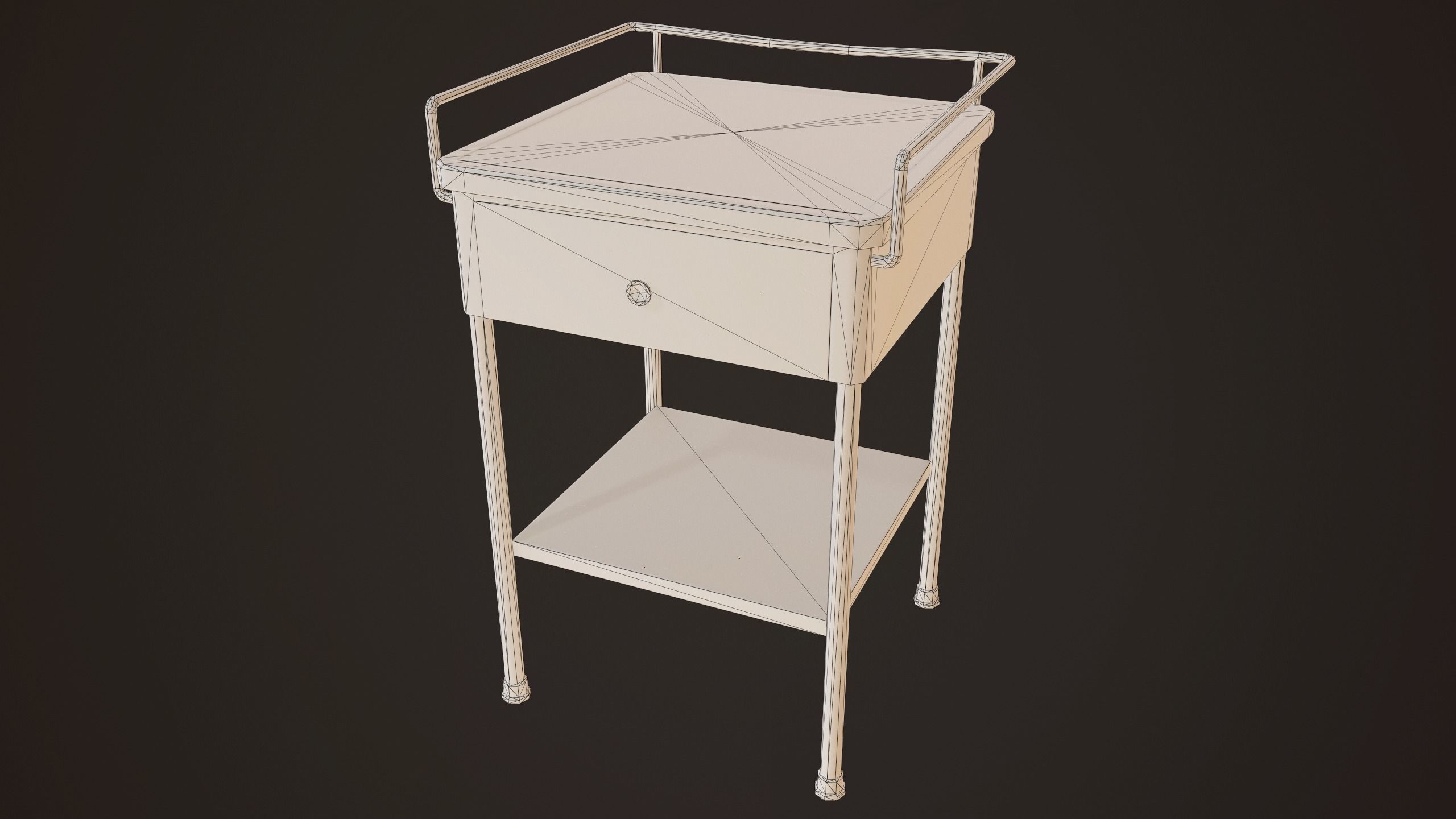 Hospital Bedside Table - PBR Game Ready Low-poly 3D model_7