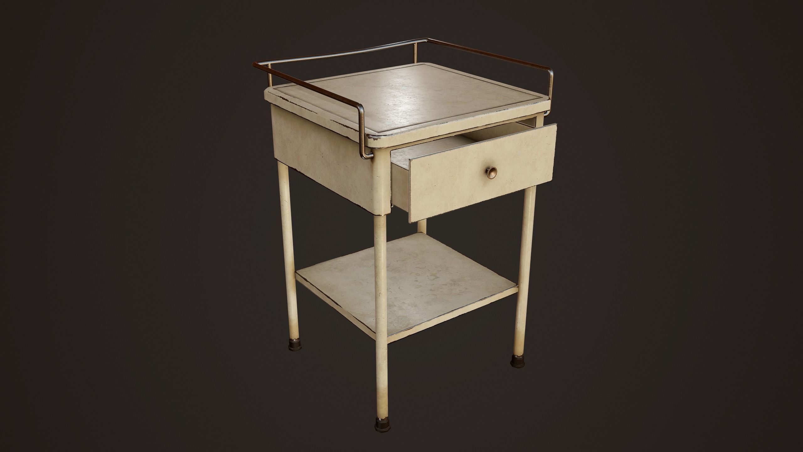 Hospital Bedside Table - PBR Game Ready Low-poly 3D model_2