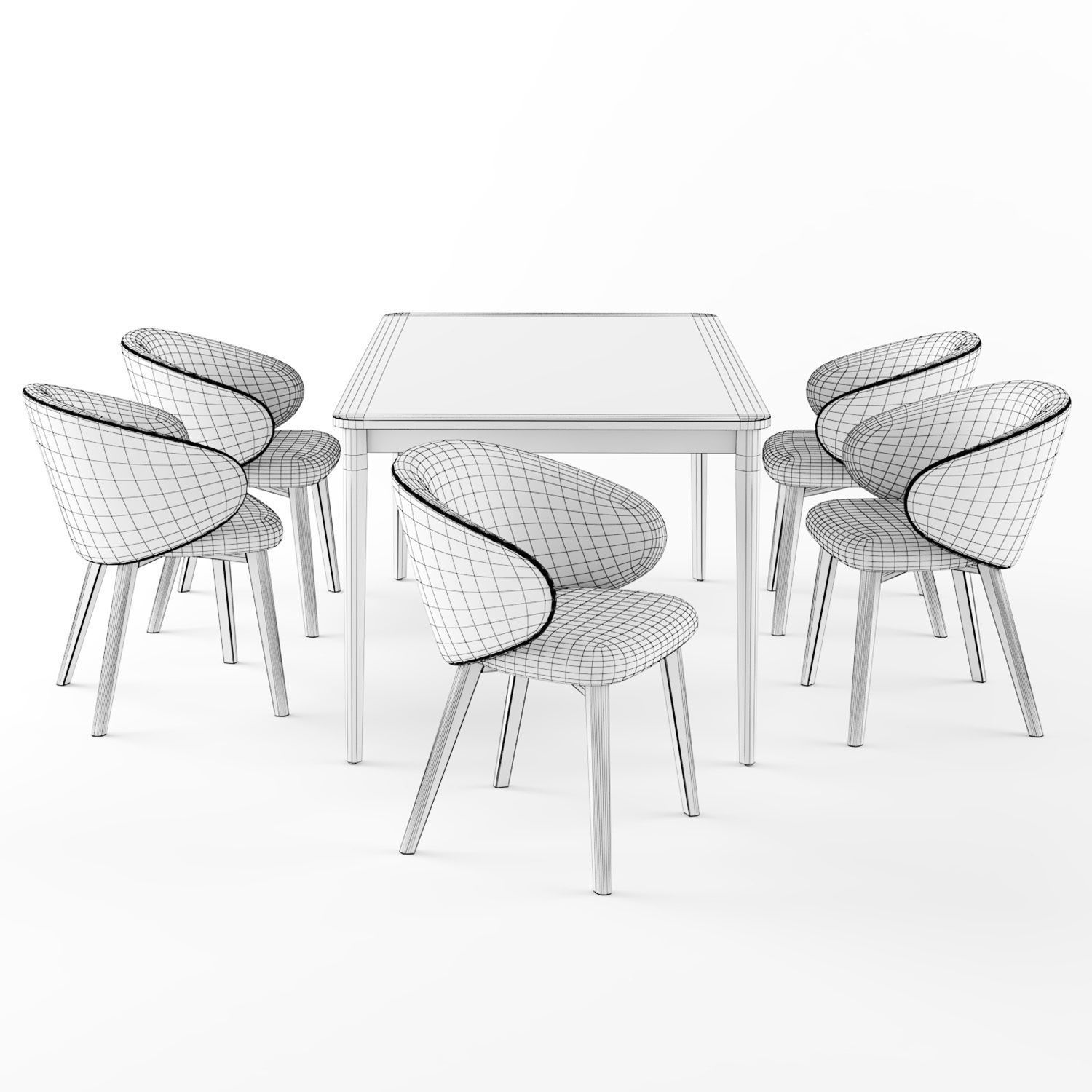 Connubia Tabla table with Tuka dining chair 3D model_6