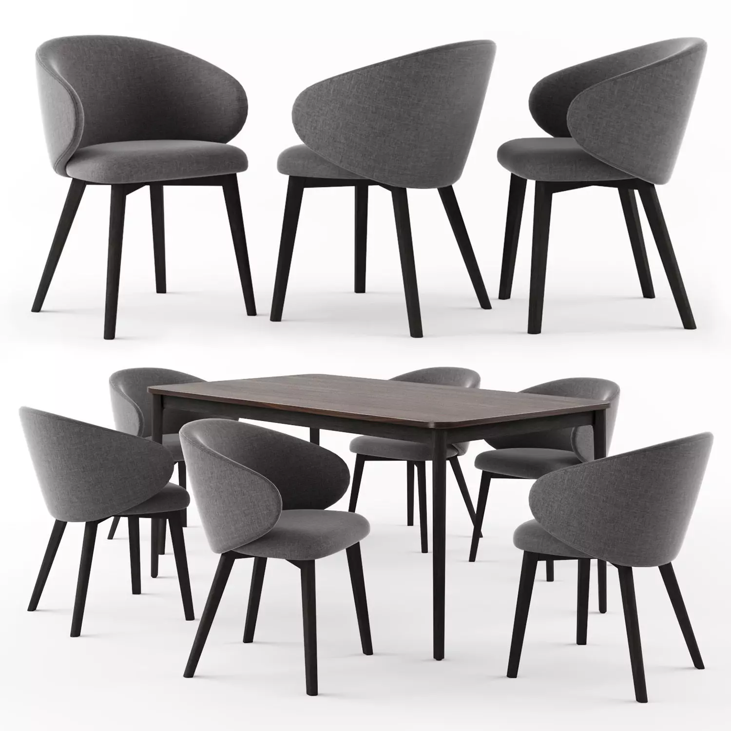 Connubia Tabla table with Tuka dining chair 3D model_0