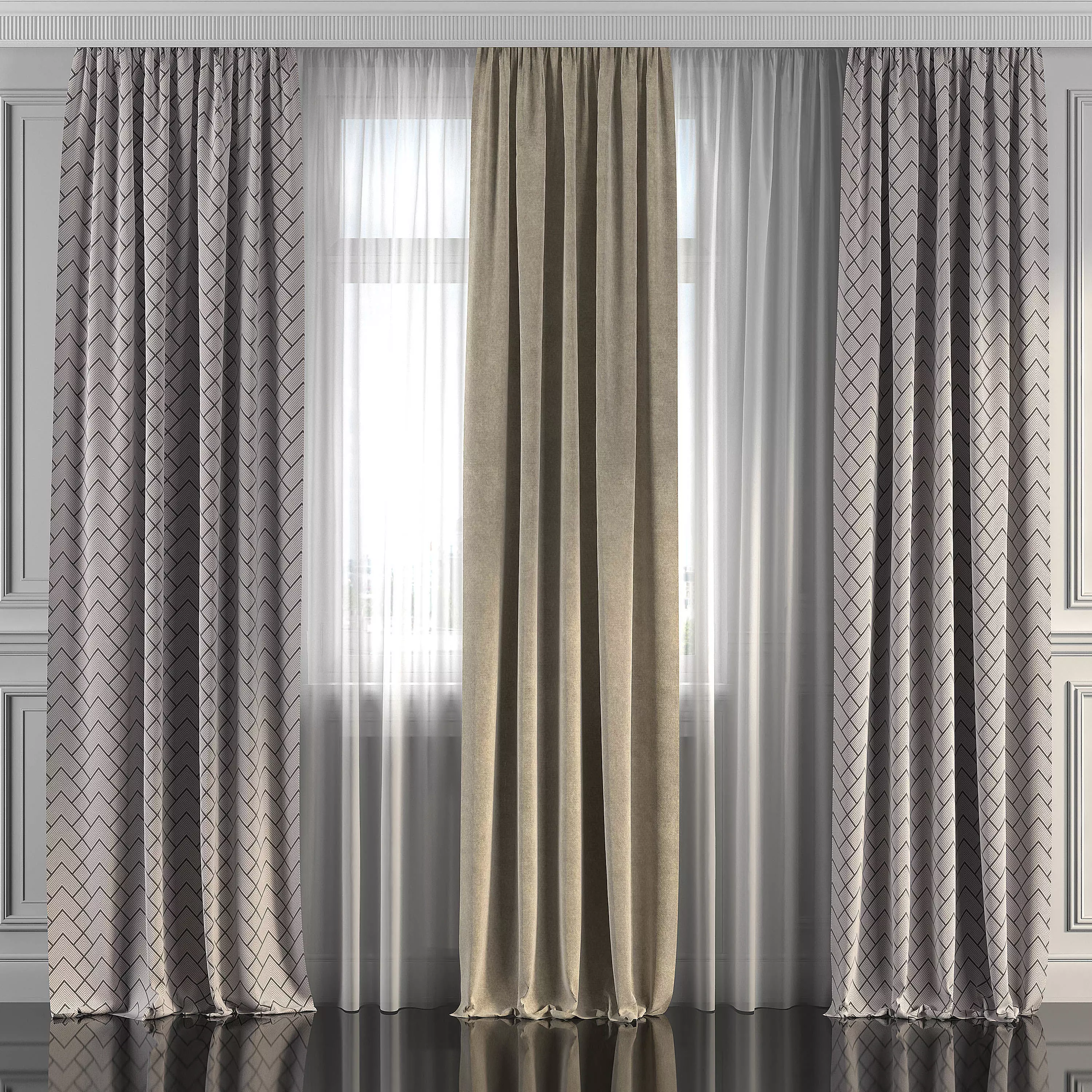Curtain Set 283 3D model_0