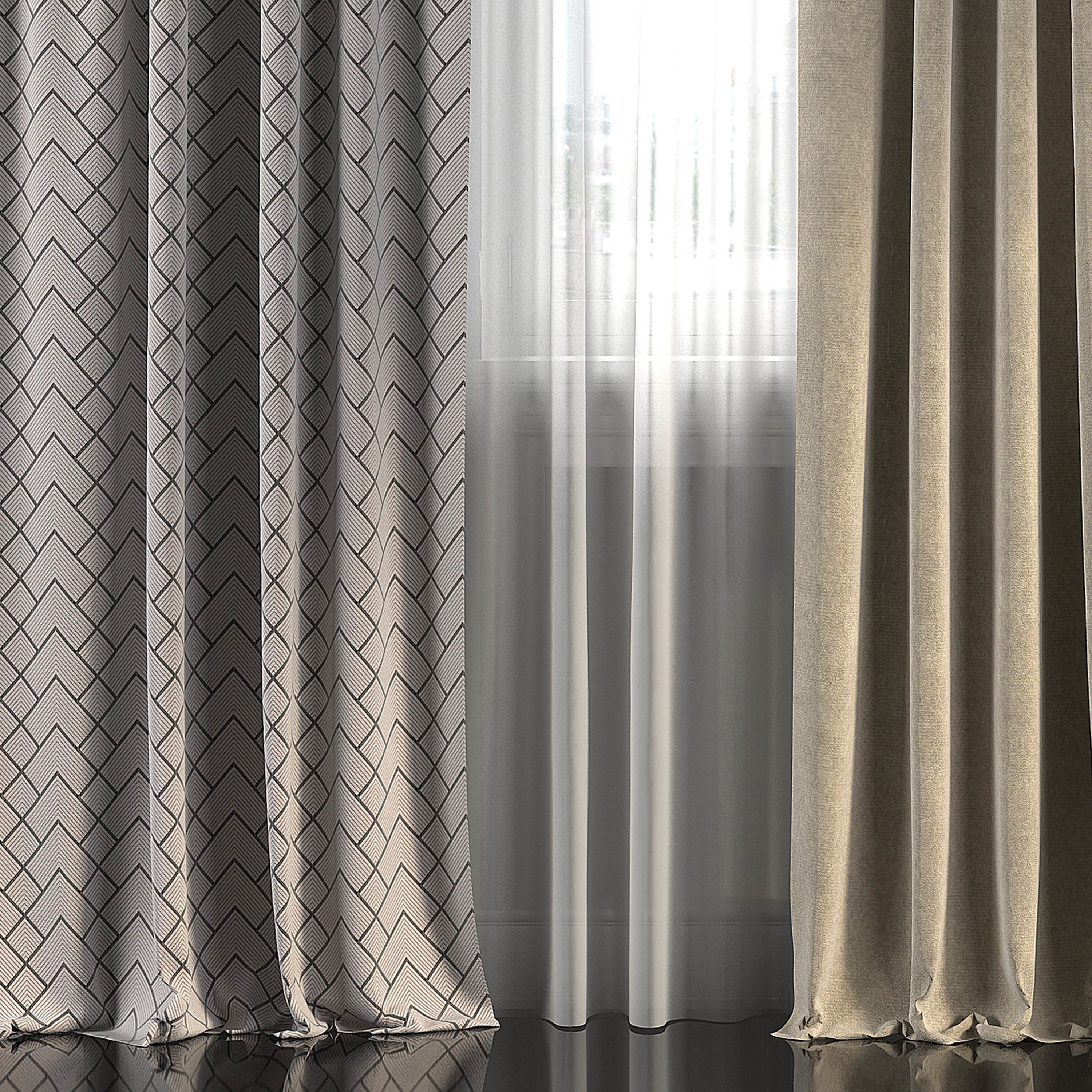 Curtain Set 283 3D model_2