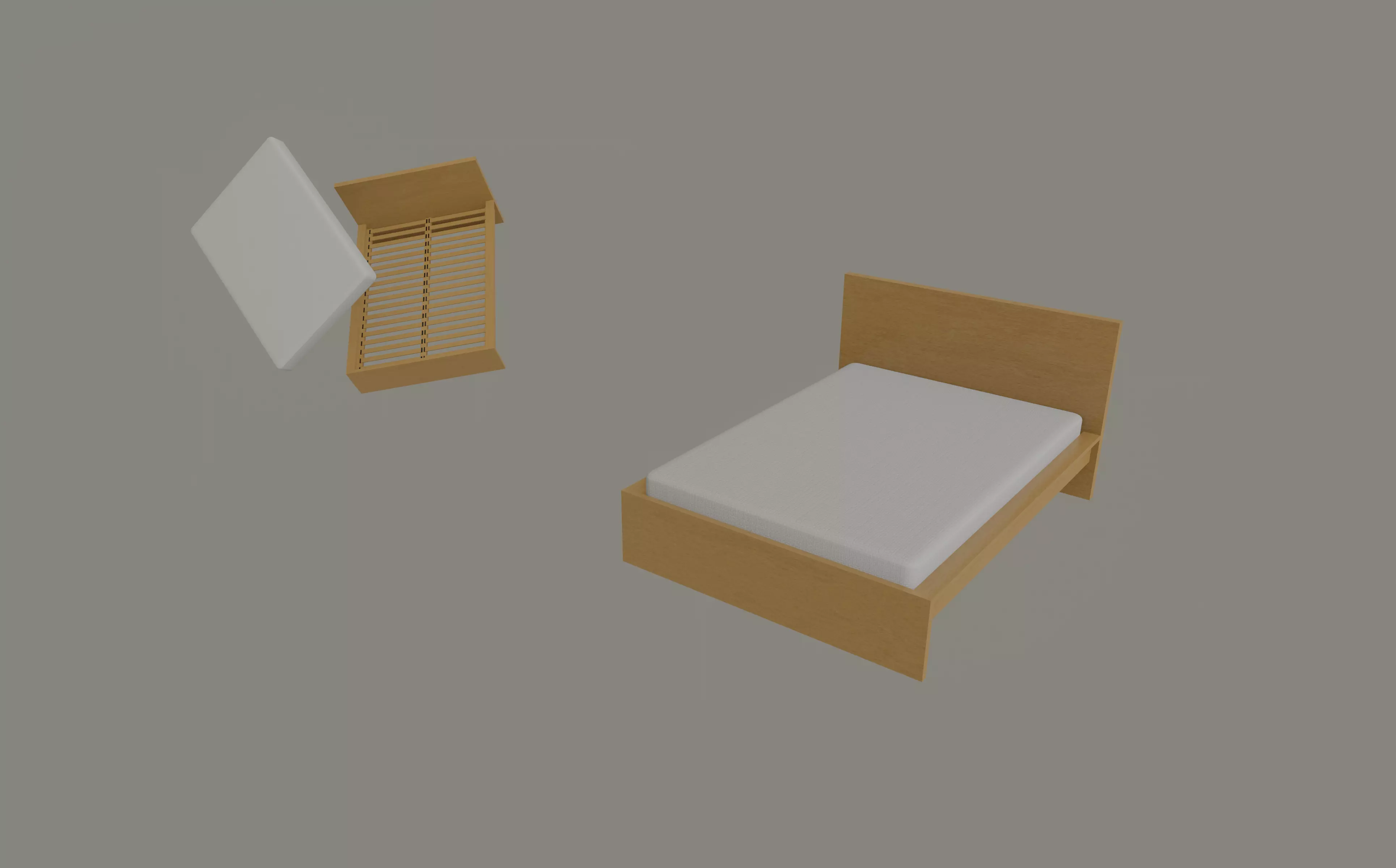 Bed Frame Low-poly 3D model