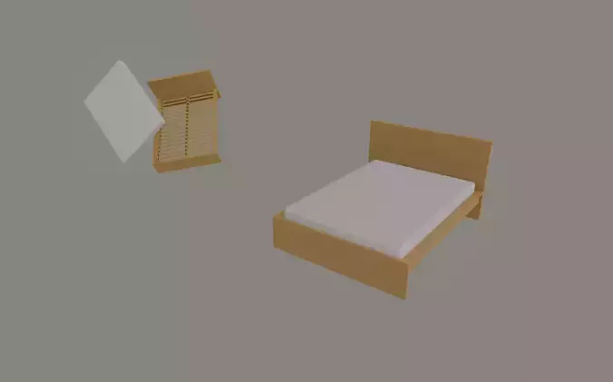 Bed Frame Low-poly 3D model