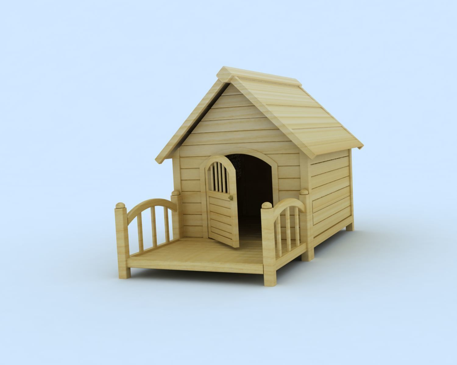 Doghouse wooden dog house 3D model_4