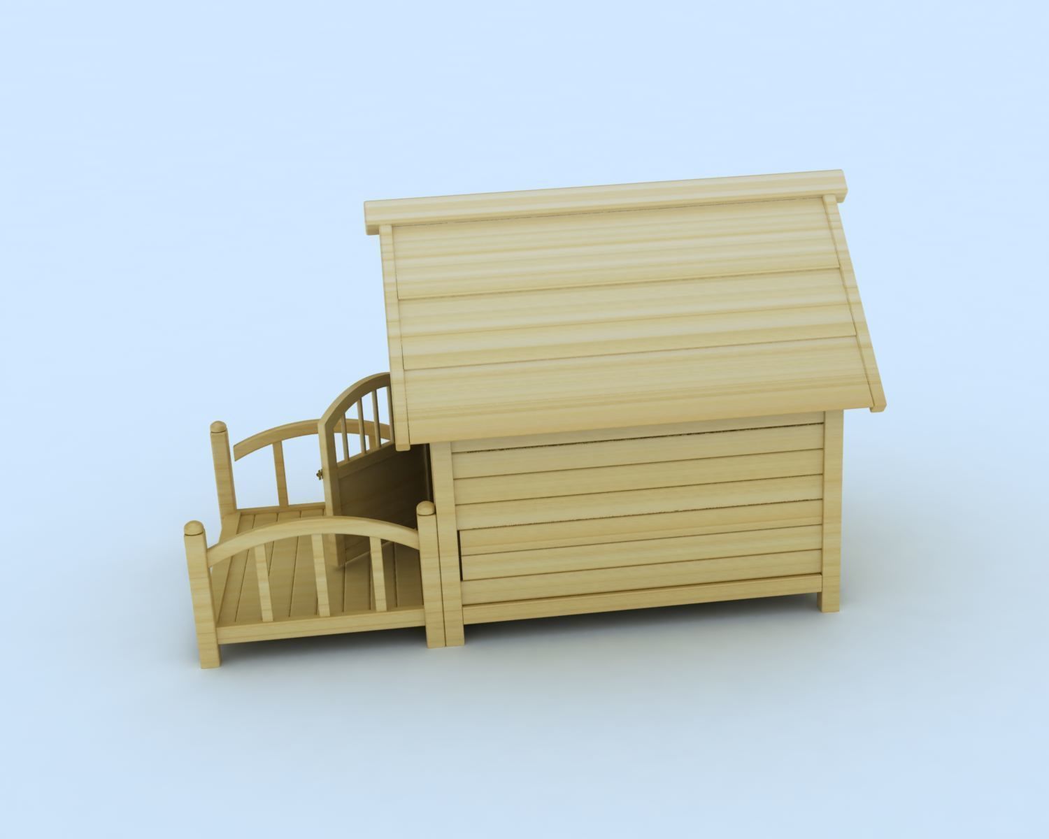 Doghouse wooden dog house 3D model_1