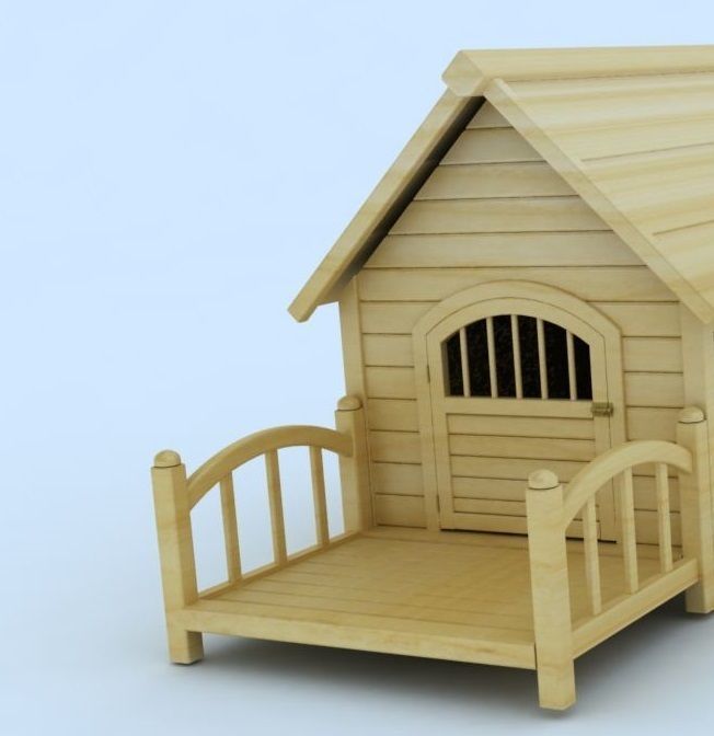 Doghouse wooden dog house 3D model_2