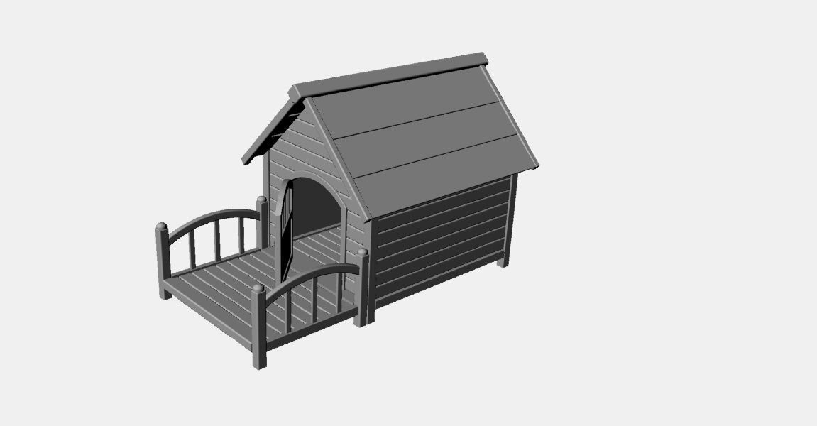 Doghouse wooden dog house 3D model_5