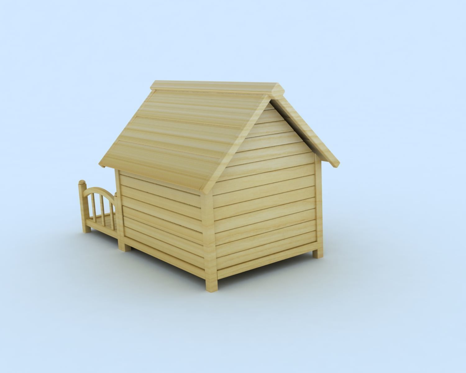 Doghouse wooden dog house 3D model_3
