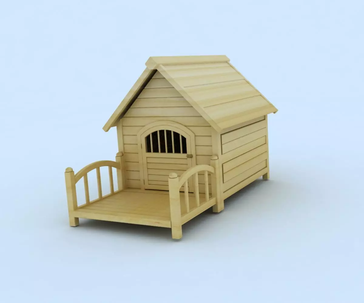 Doghouse wooden dog house 3D model_0
