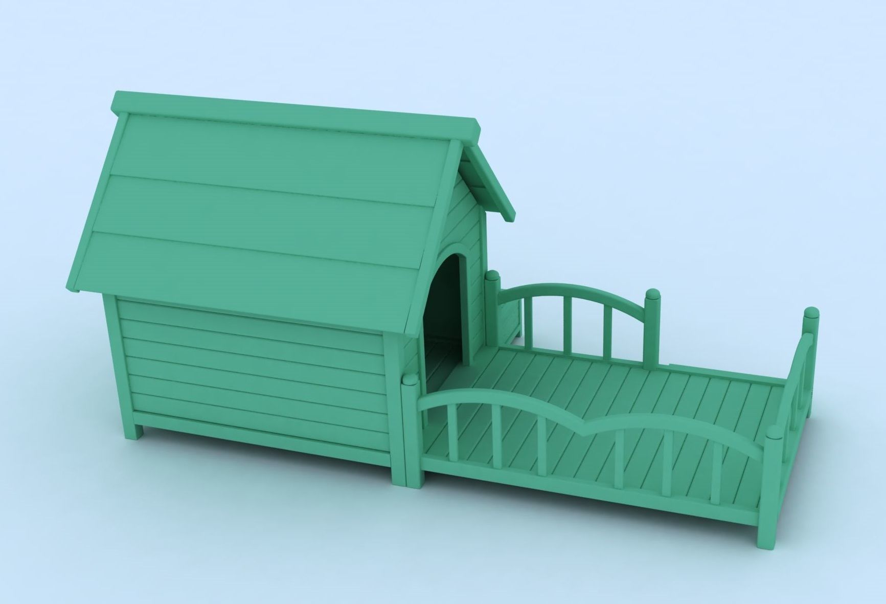 Doghouse wooden playhouse 3D model_2