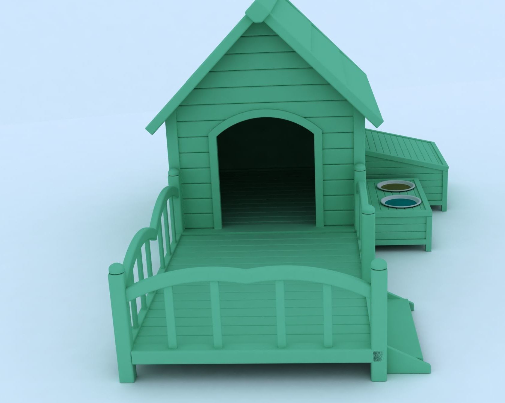 Doghouse wooden playhouse 3D model_4