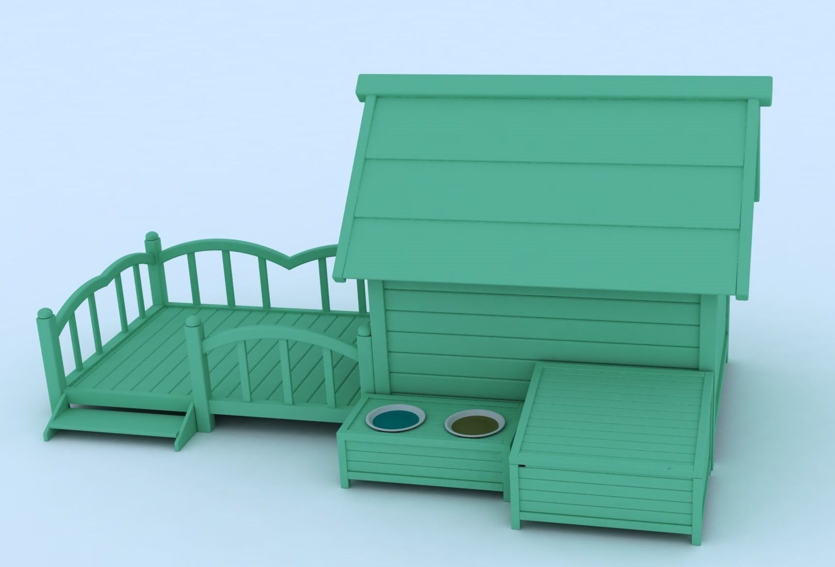 Doghouse wooden playhouse 3D model_1