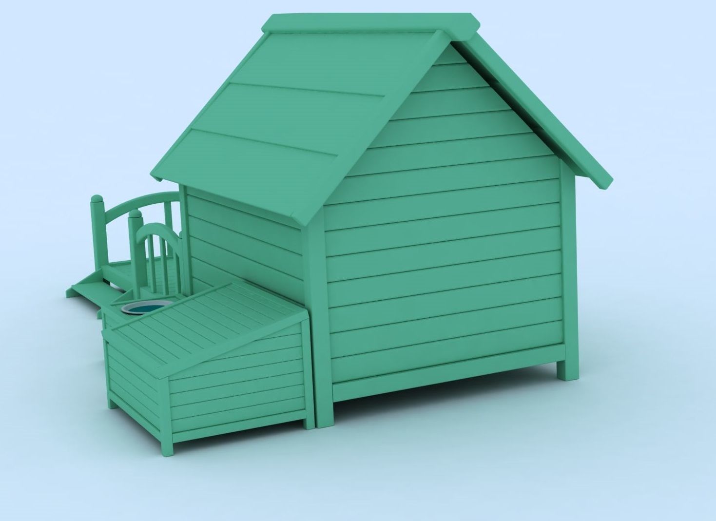 Doghouse wooden playhouse 3D model_3