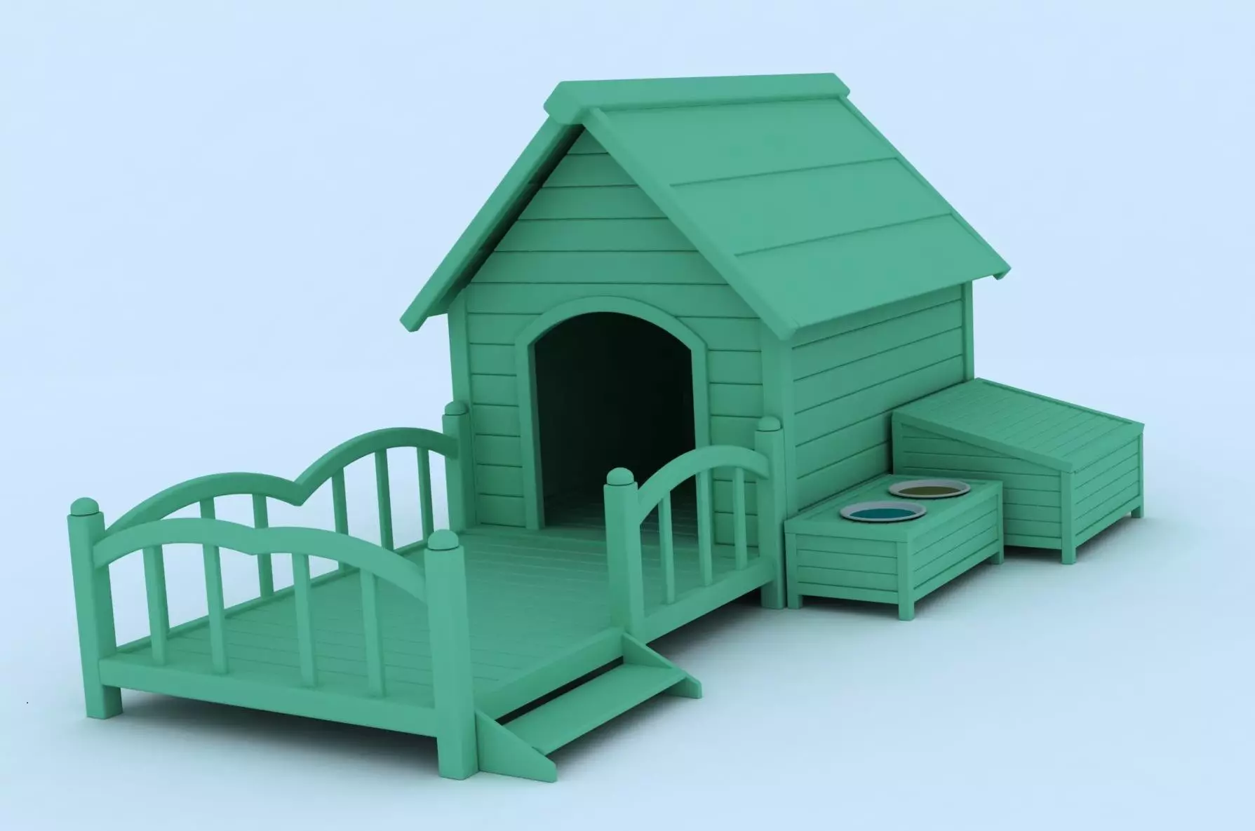 Doghouse wooden playhouse 3D model_0