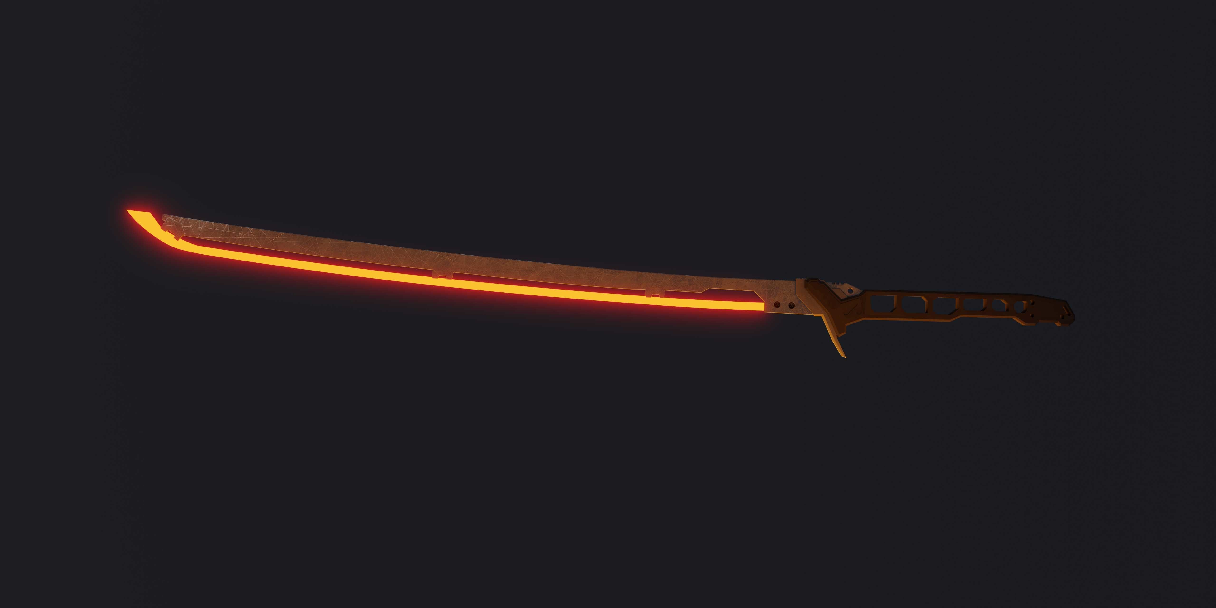 Cyberpunk Katana Free low-poly 3D model_2