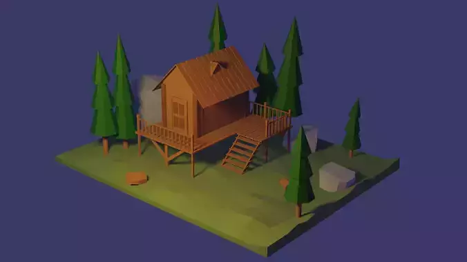 Little Wood House LowPoly