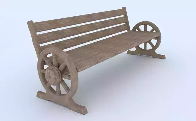 Bench wooden park with wheels