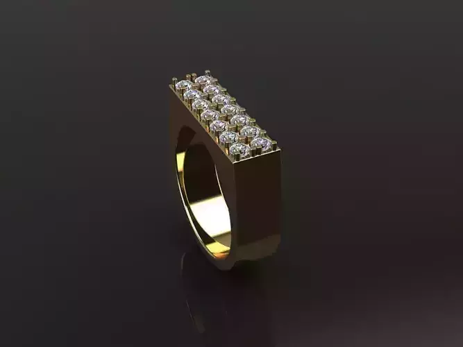 Double Row Diamond Narrow Bar Ring Band Mix Sizes