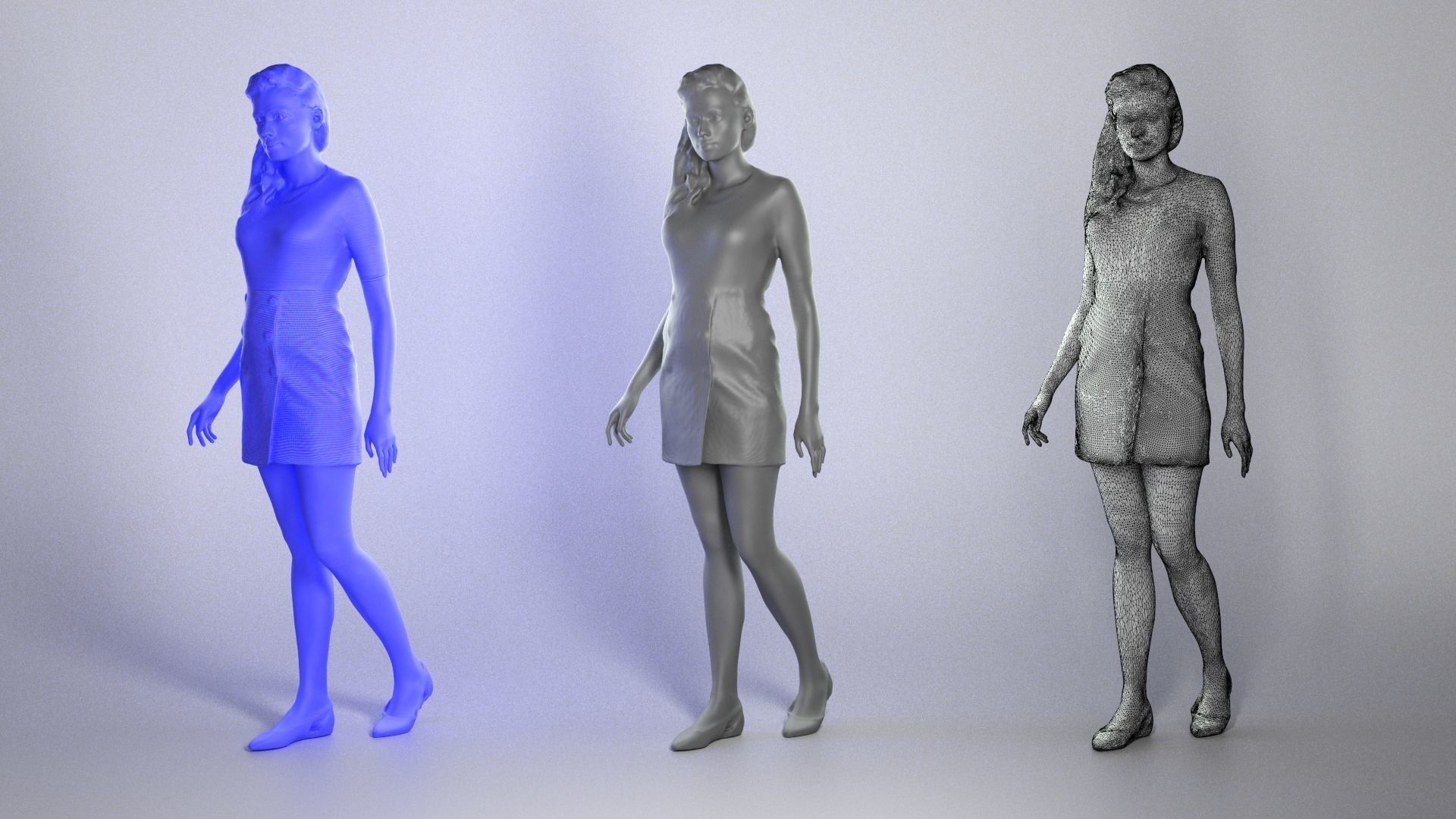 Beautiful young woman walking 249 Low-poly 3D model_3