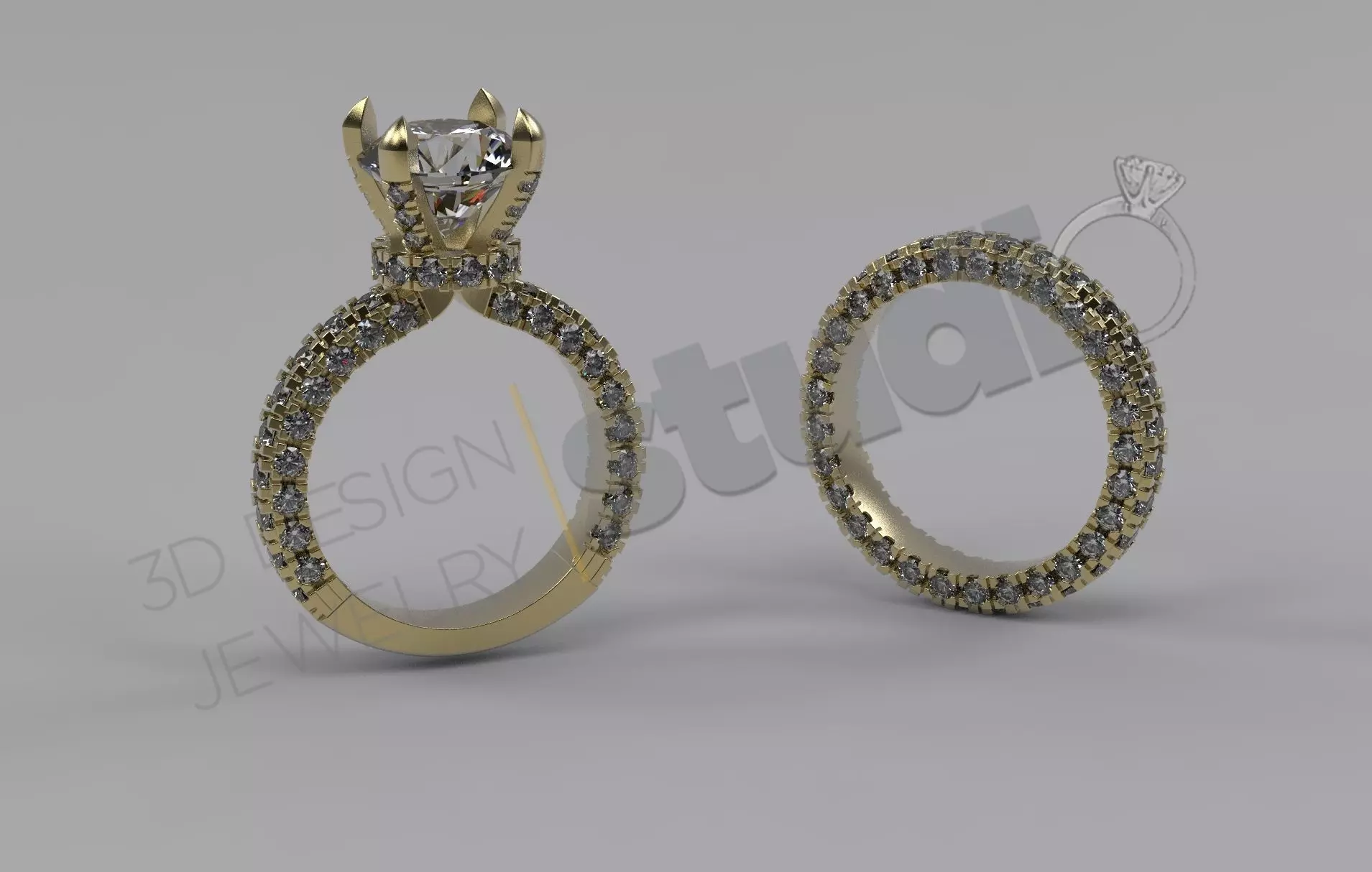 Luxury detail brilliant rings with gems 3d model 3D print model_0
