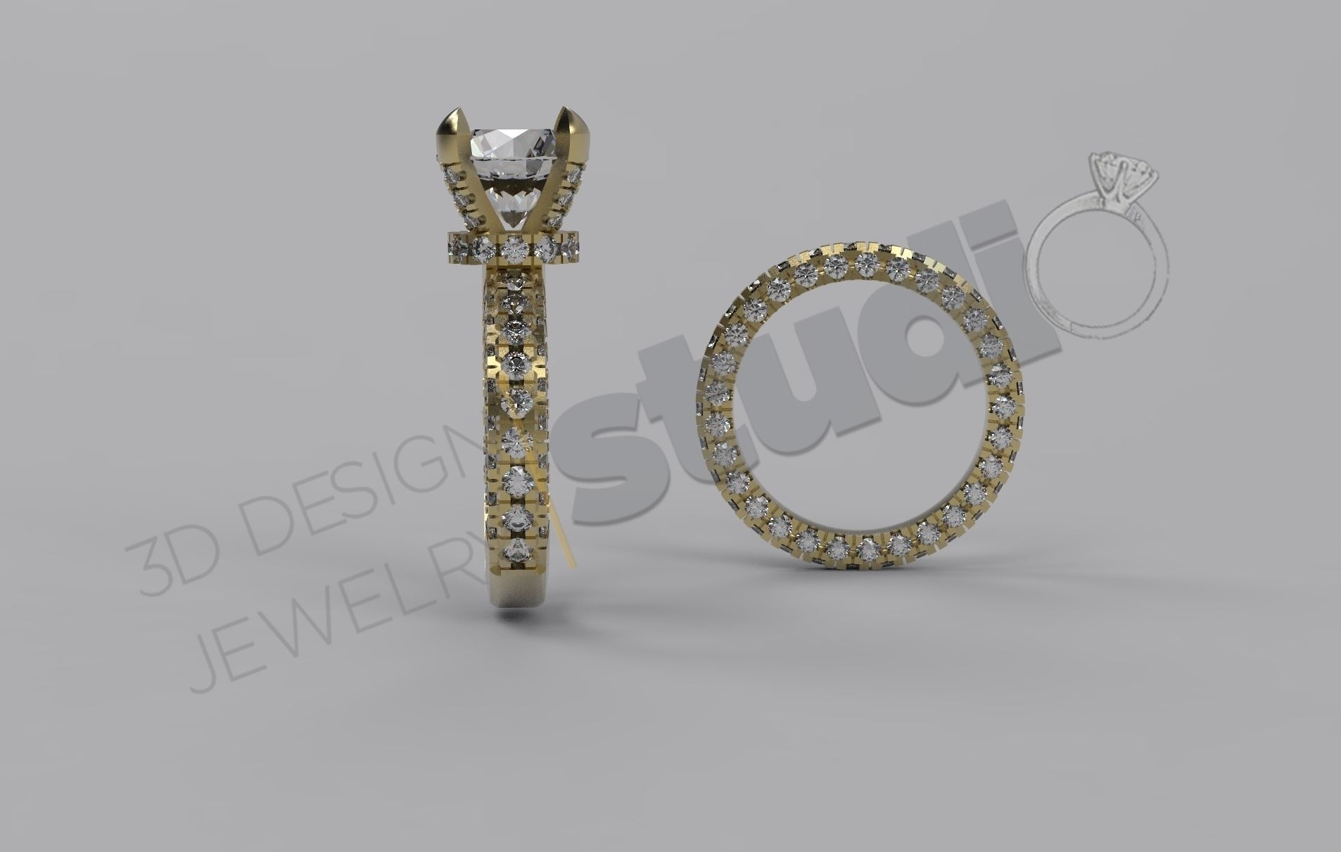 Luxury detail brilliant rings with gems 3d model 3D print model_1