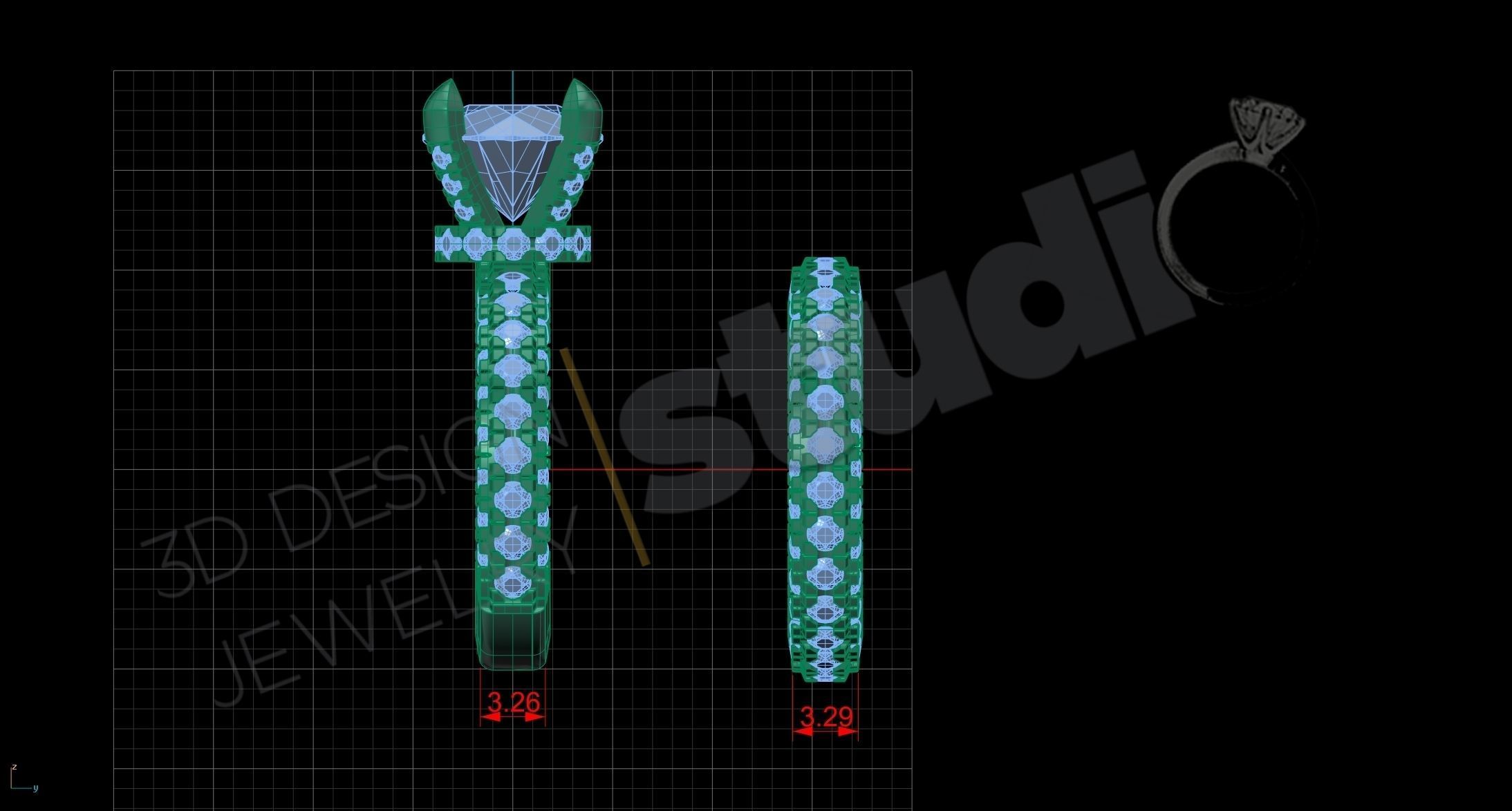 Luxury detail brilliant rings with gems 3d model 3D print model_5