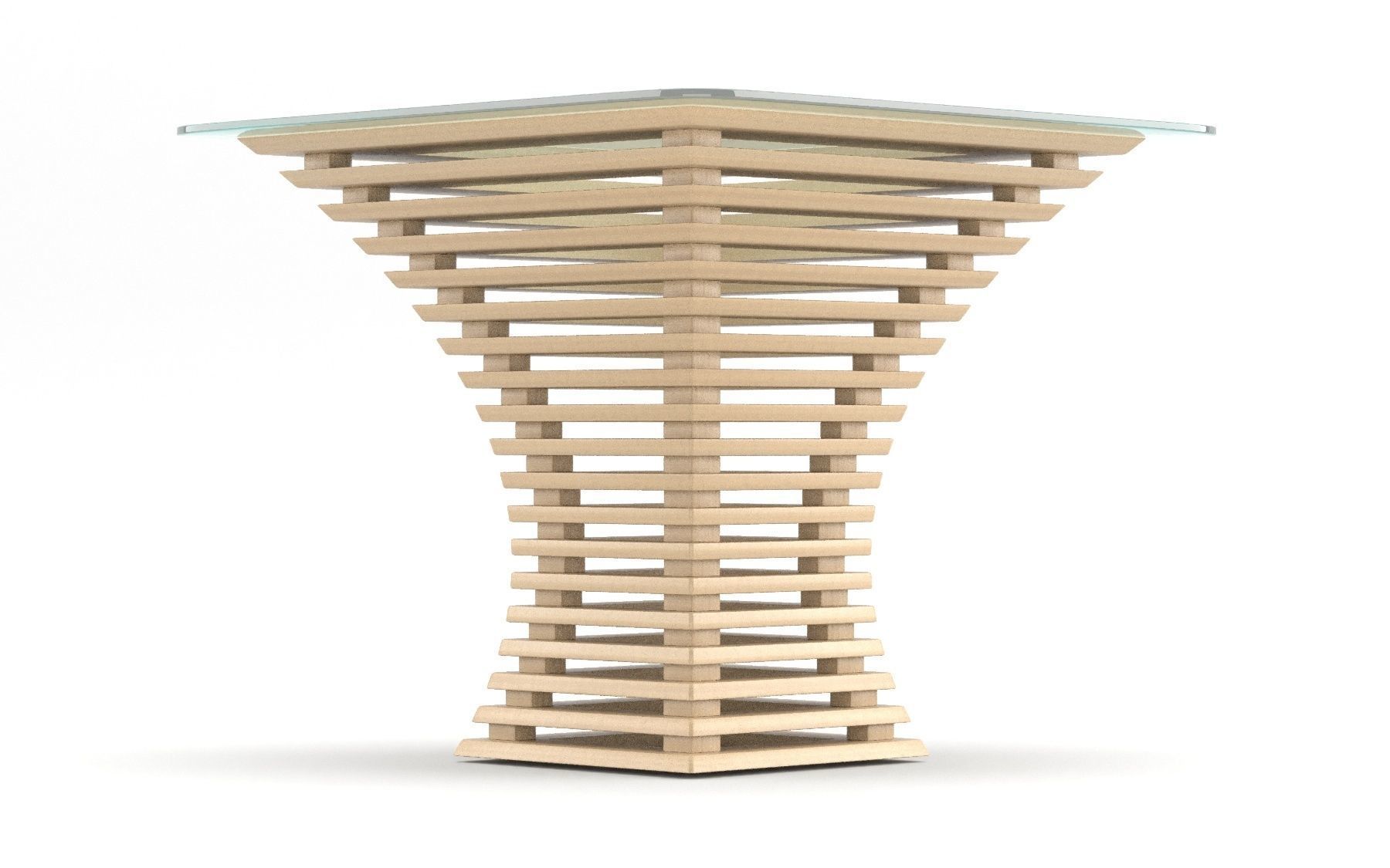 Parametric wooden table Low-poly 3D model_1