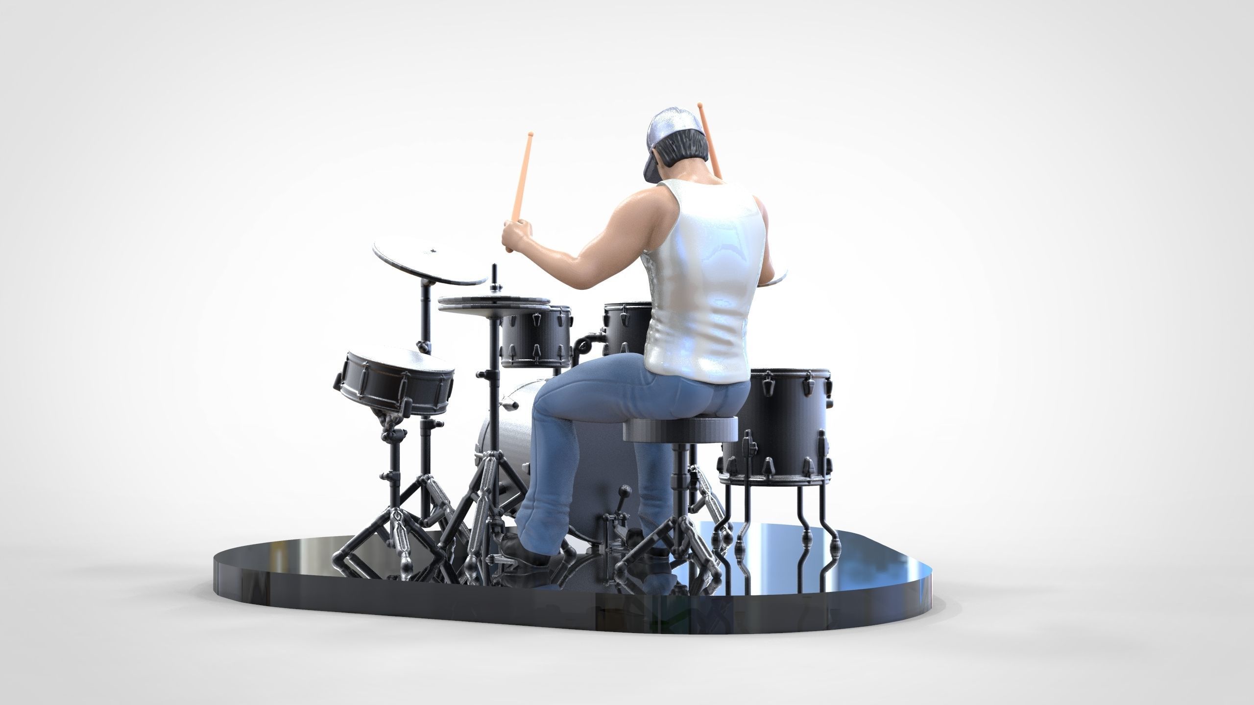 N2 Man Musician Drummer playing drum 3D print model_16