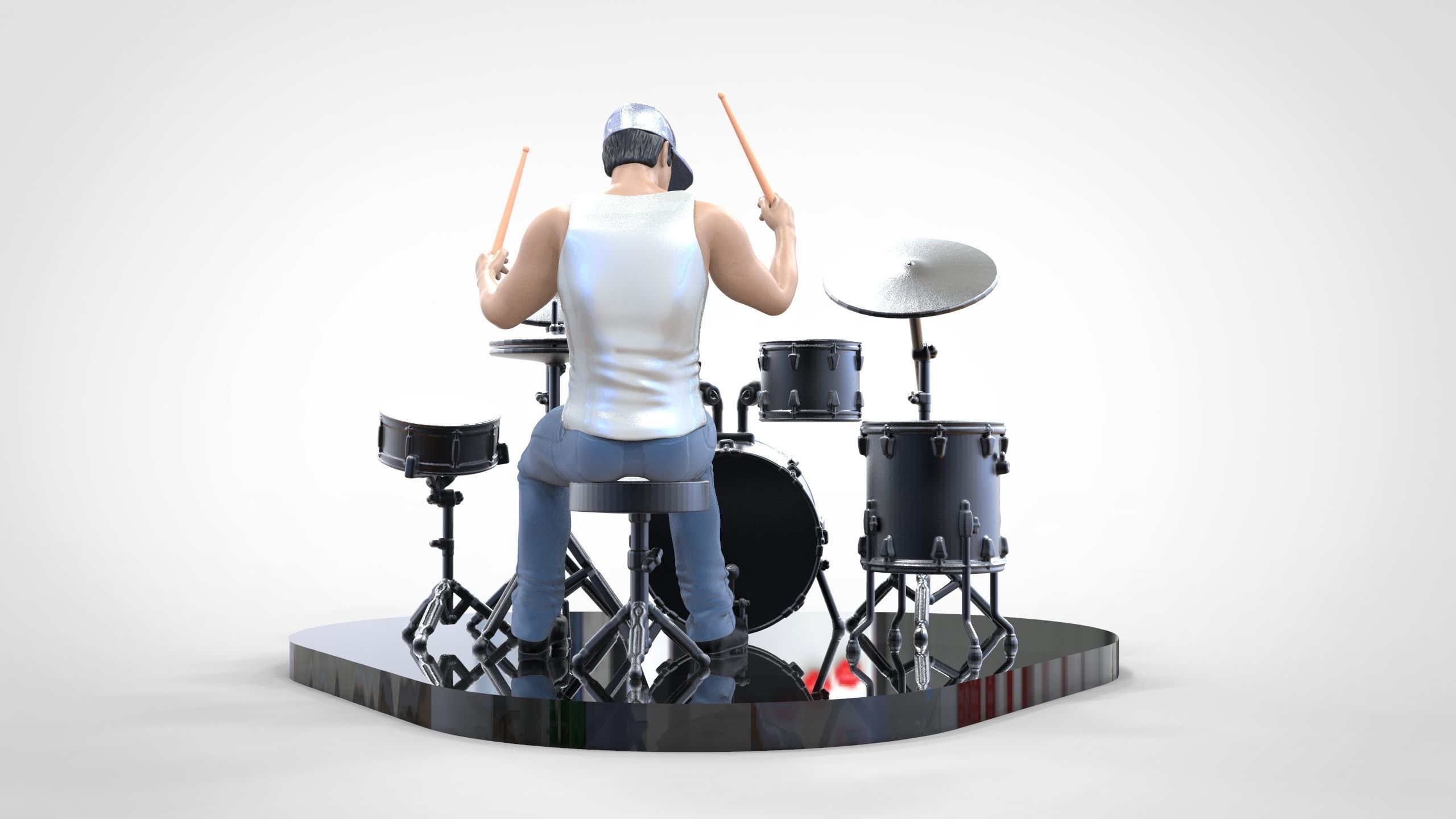 N2 Man Musician Drummer playing drum 3D print model_14