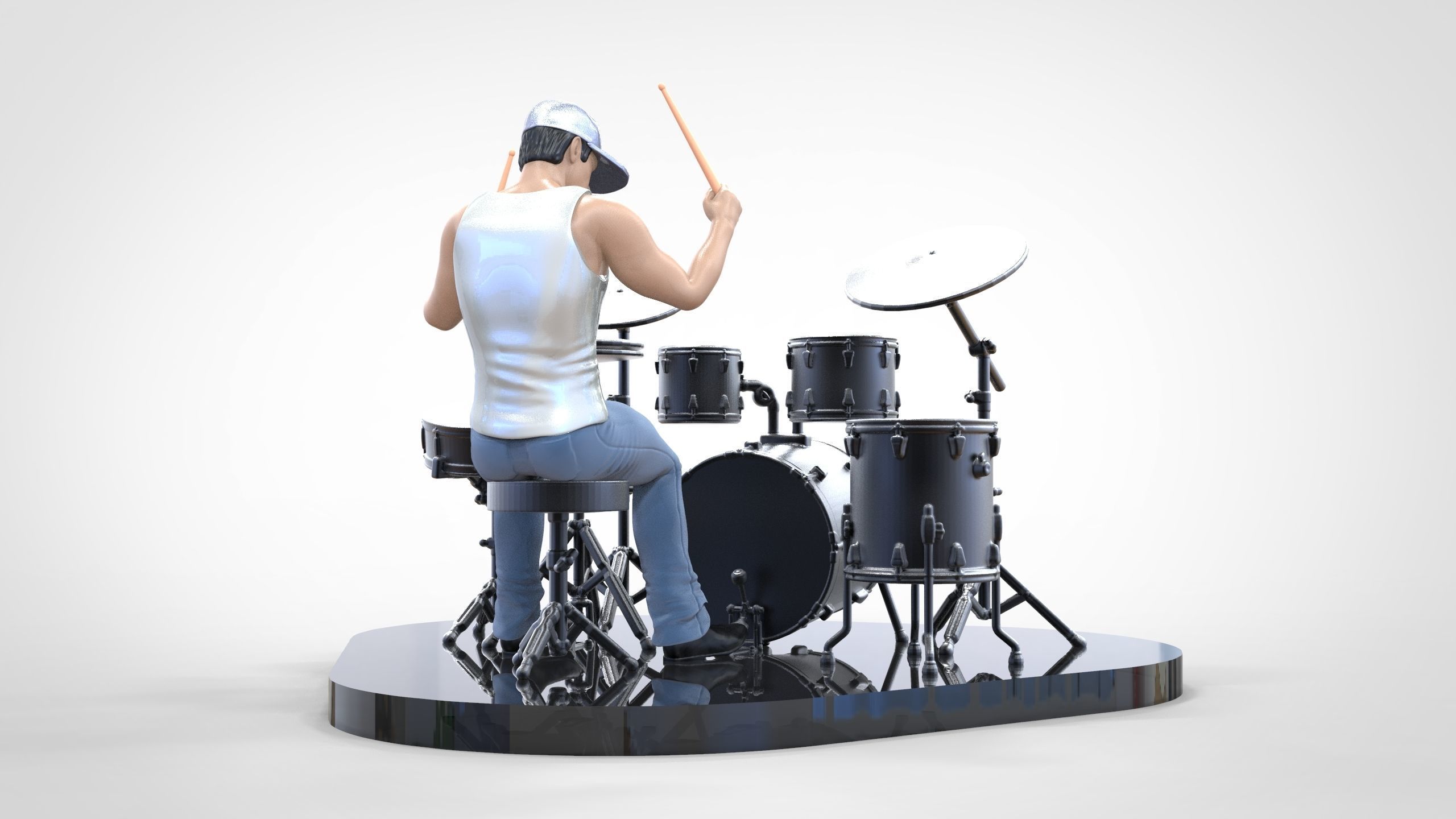 N2 Man Musician Drummer playing drum 3D print model_13