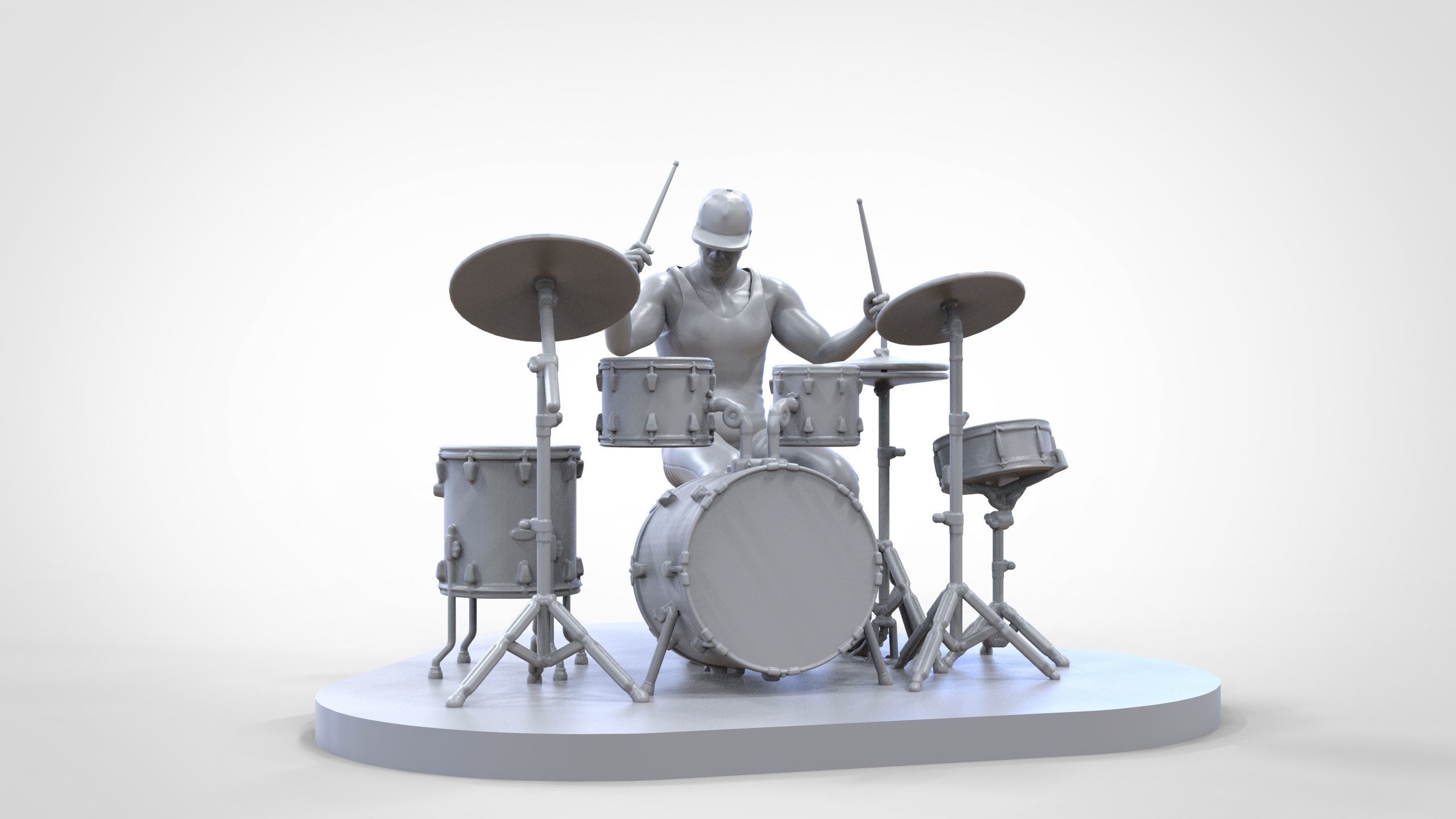 N2 Man Musician Drummer playing drum 3D print model_32