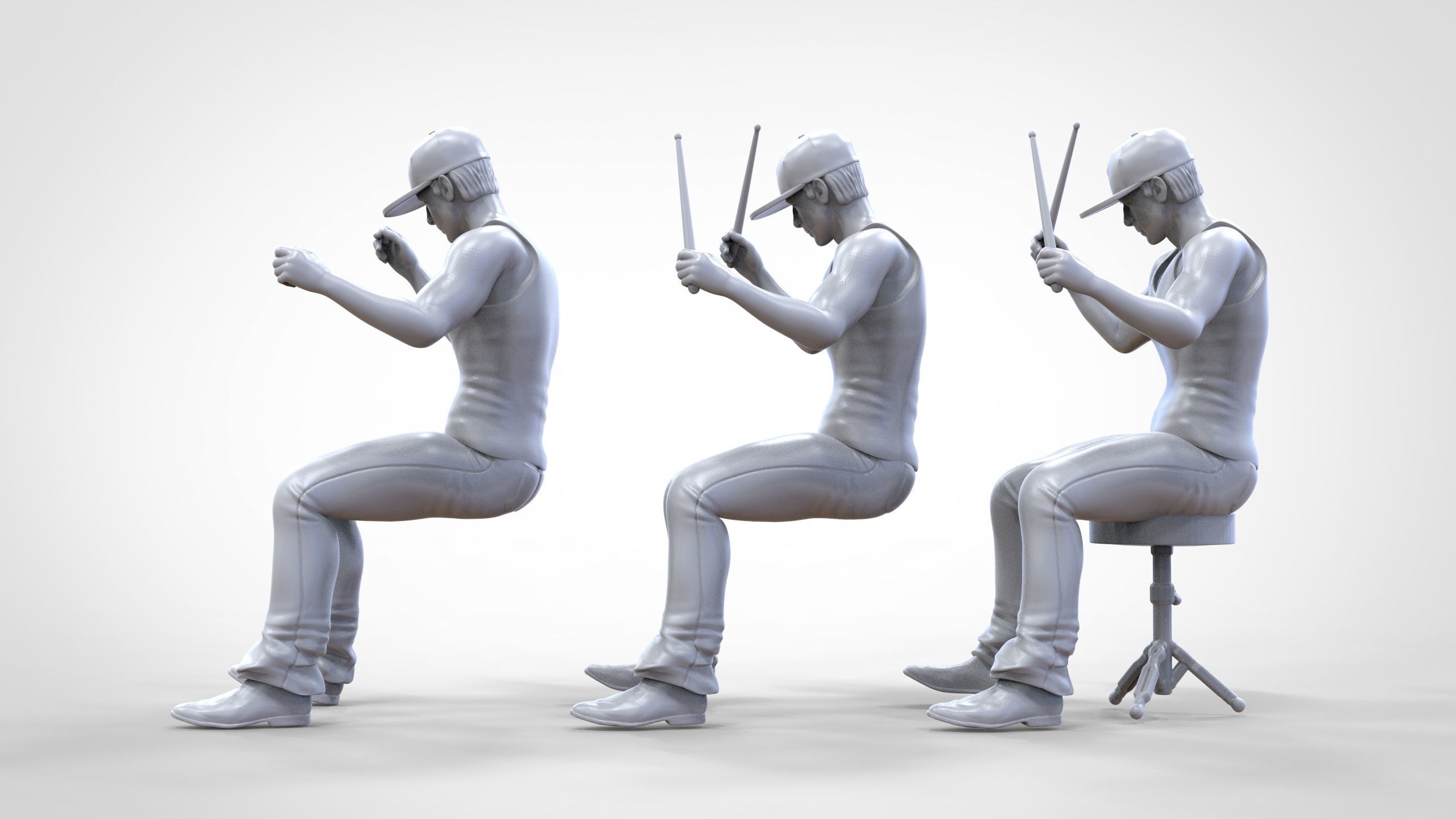 N2 Man Musician Drummer playing drum 3D print model_28