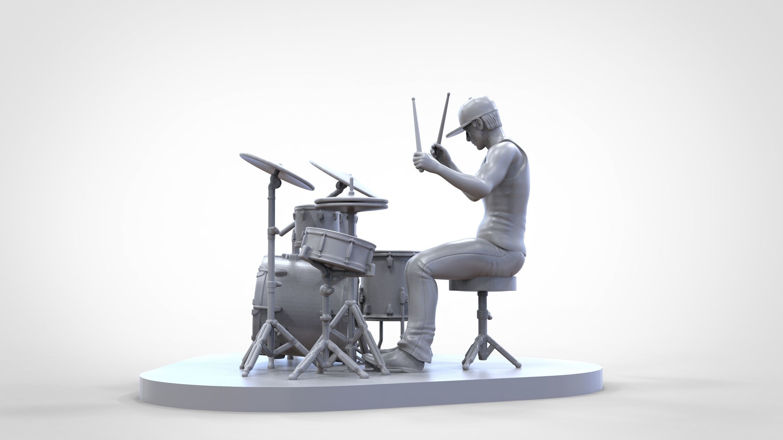 N2 Man Musician Drummer playing drum 3D print model_8
