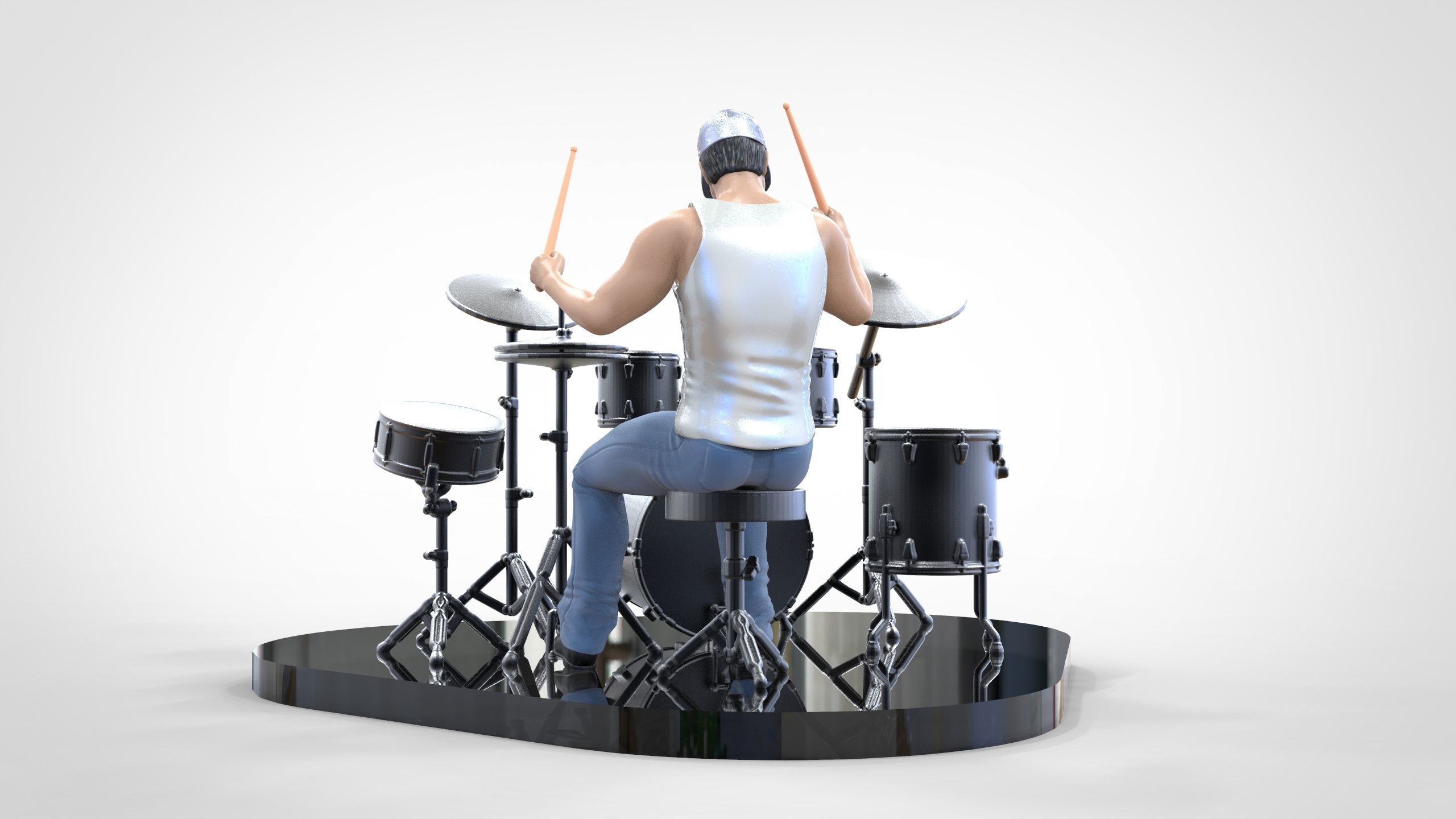 N2 Man Musician Drummer playing drum 3D print model_15